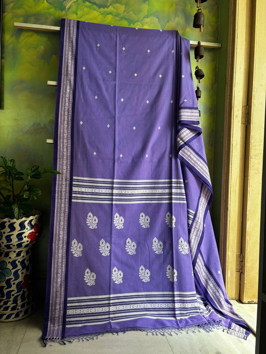 Handwoven Lavender Colour Phulia Cotton Saree