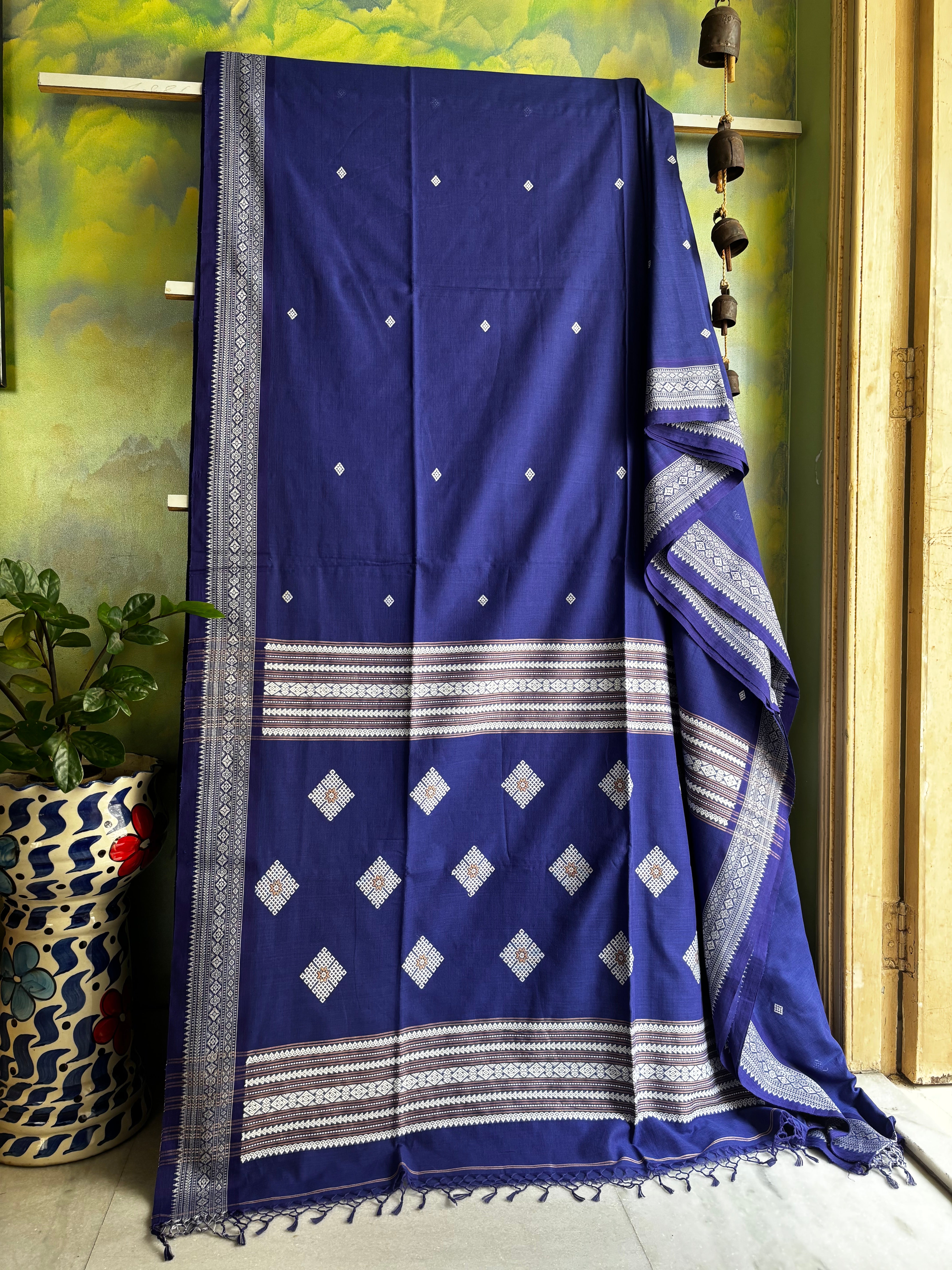 Handwoven Blue Colour Phulia Cotton Saree