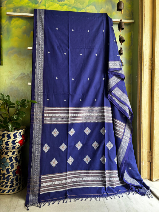 Handwoven Blue Colour Phulia Cotton Saree