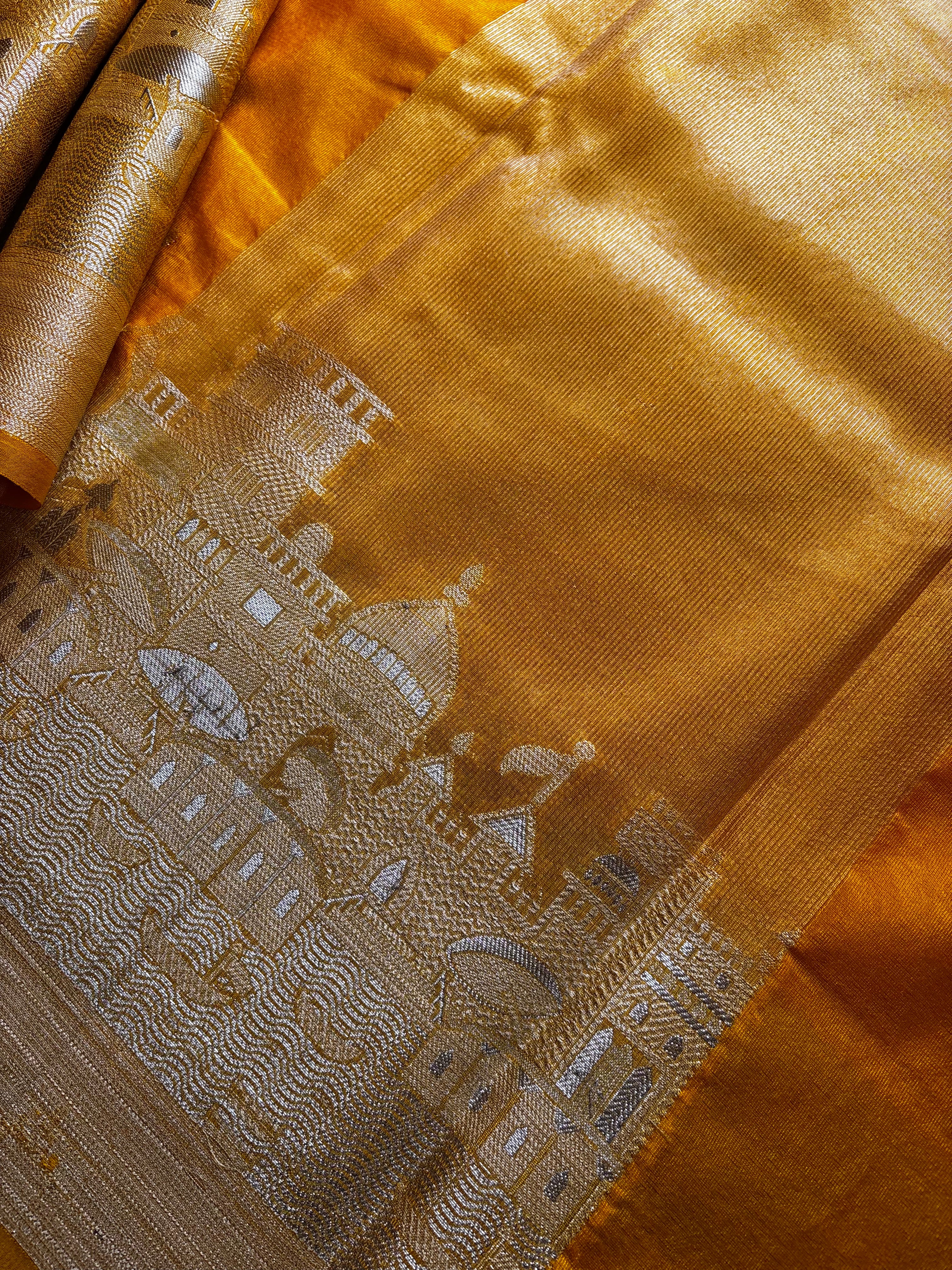 Yellow Colour Benaras Ghat Saree