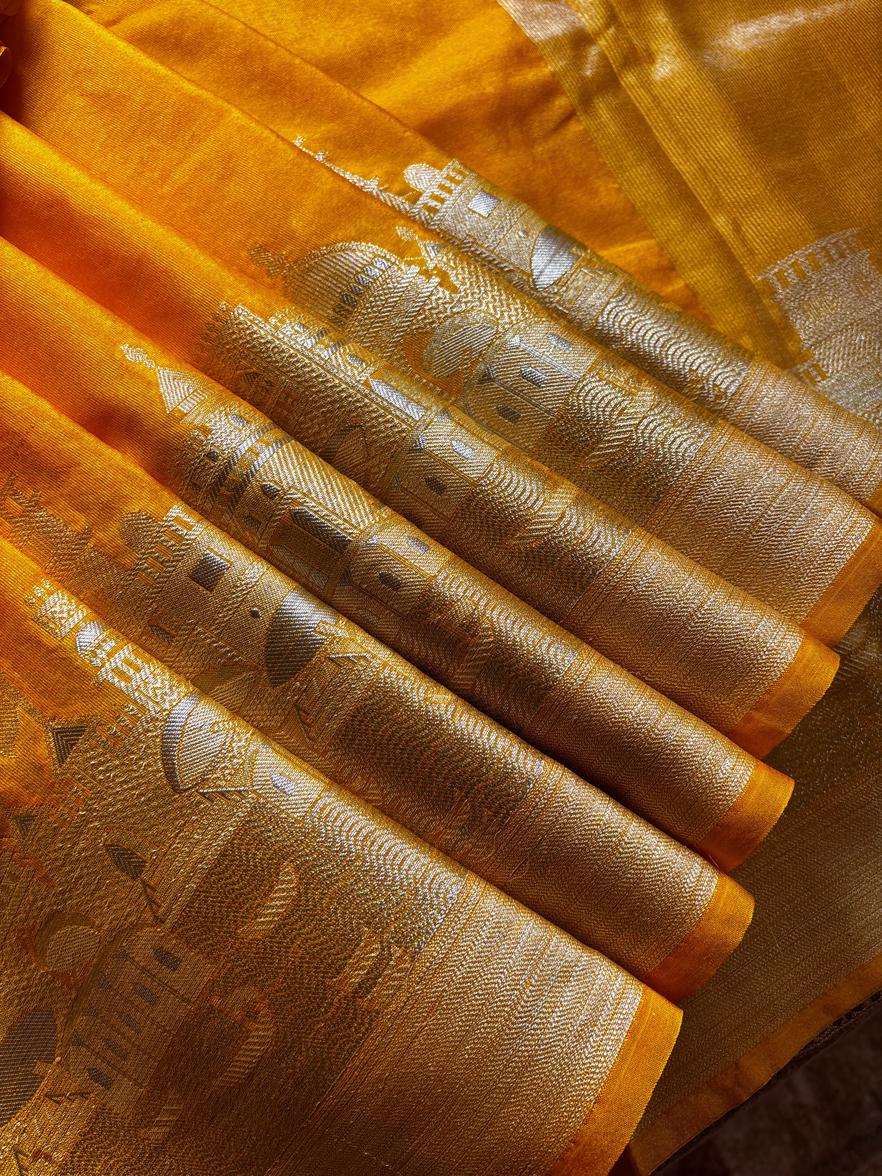 Yellow Colour Benaras Ghat Saree