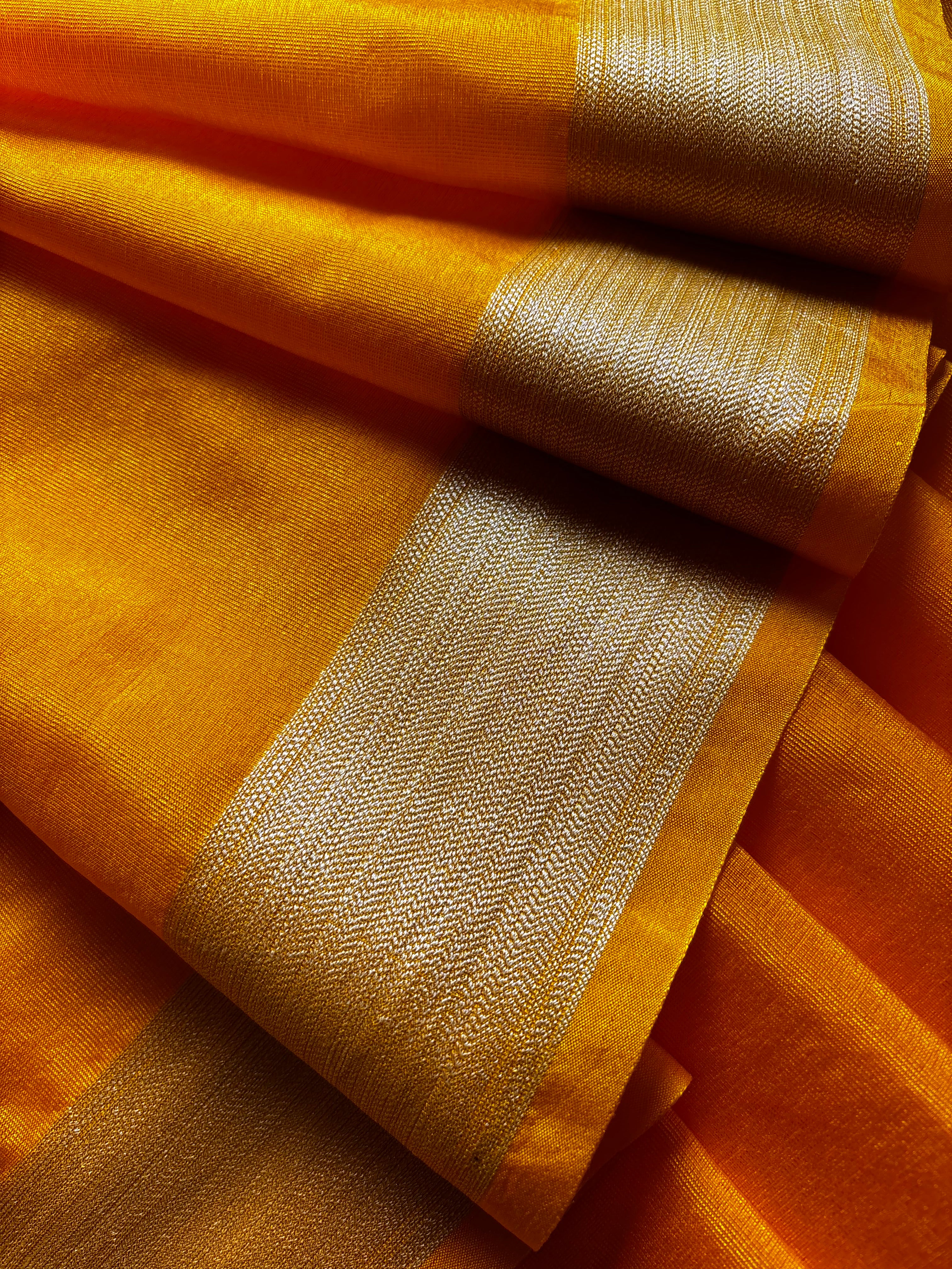 Yellow Colour Benaras Ghat Saree