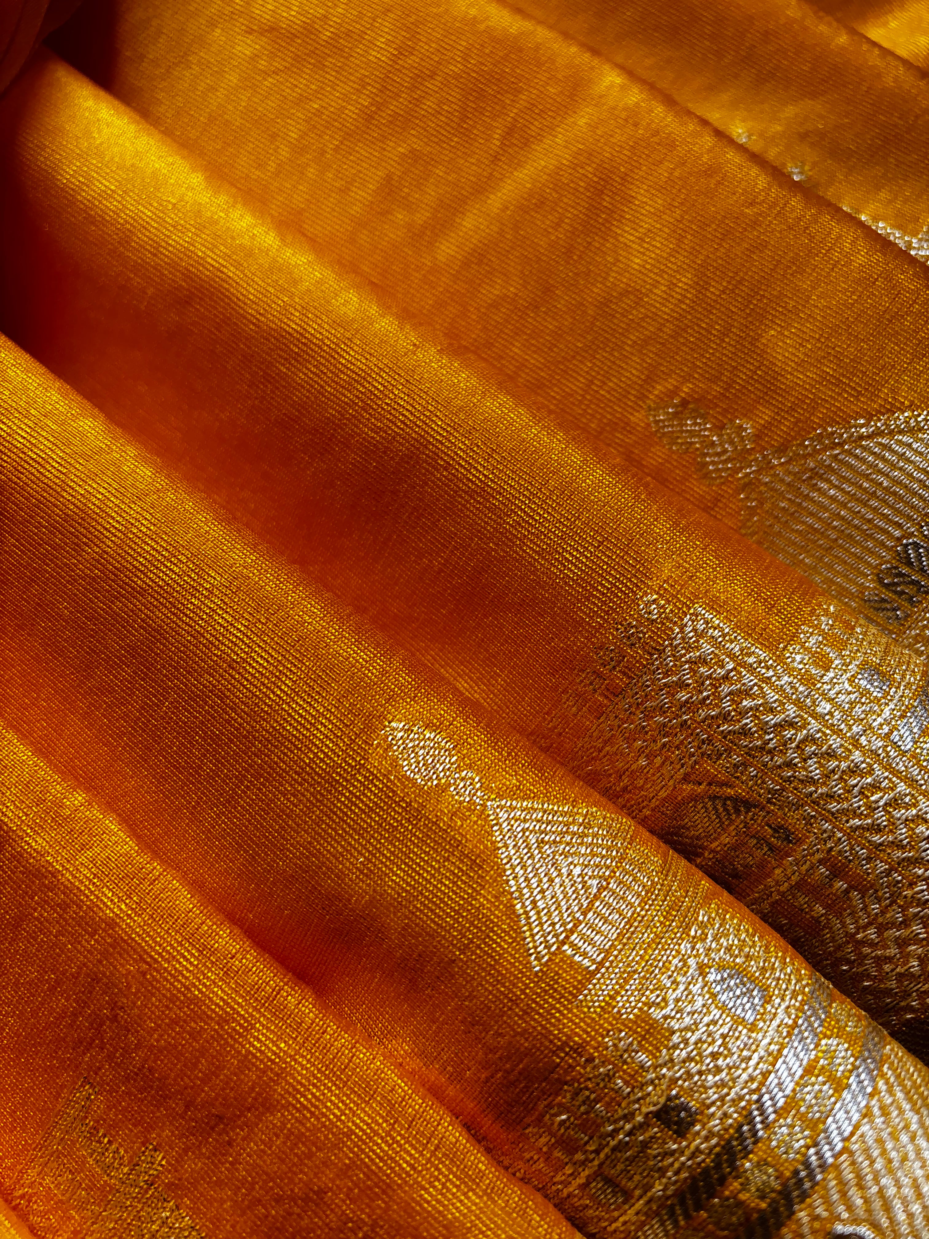 Yellow Colour Benaras Ghat Saree
