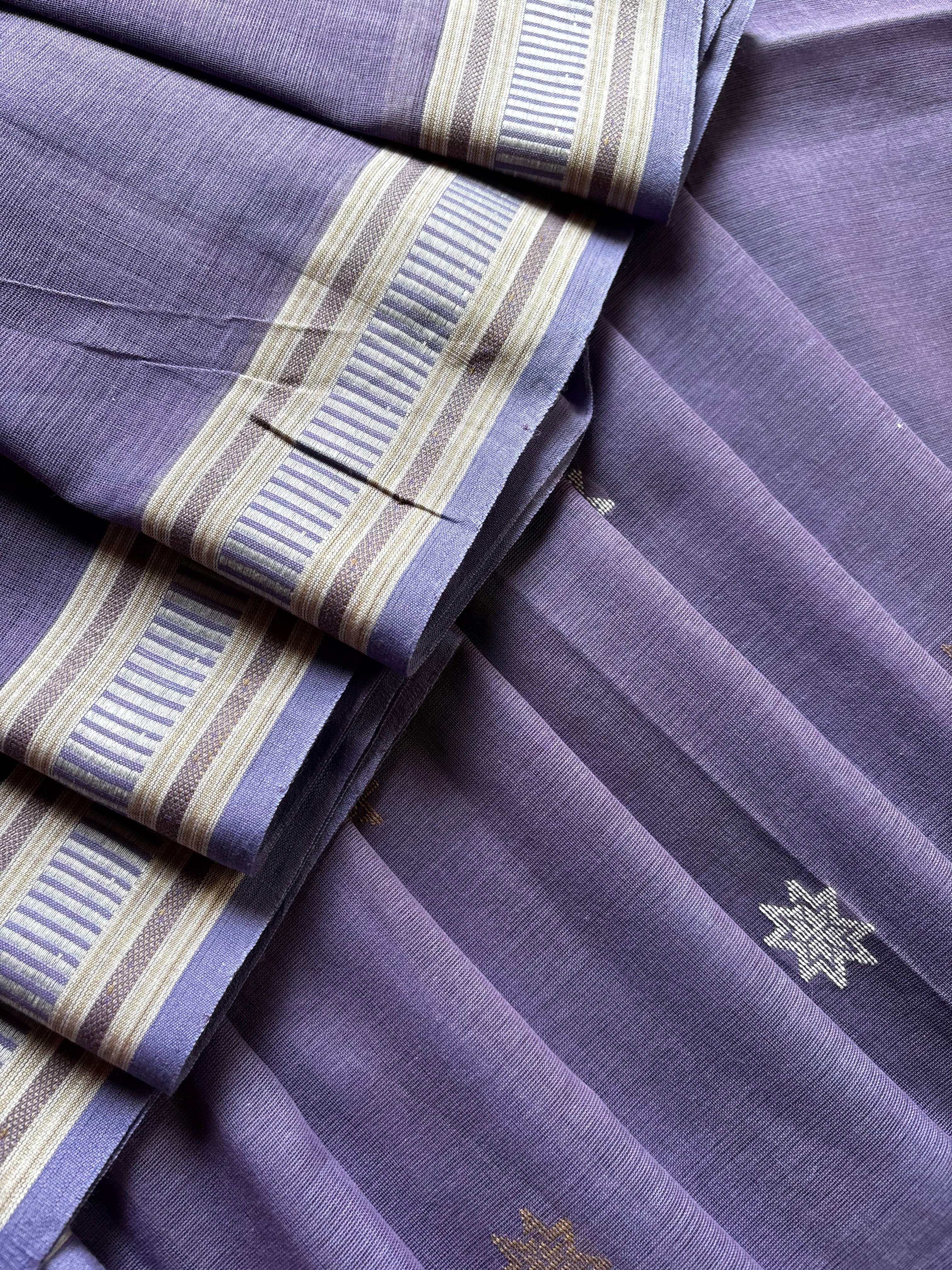 Handwoven Lavender Colour Cotton Jamdani Saree
