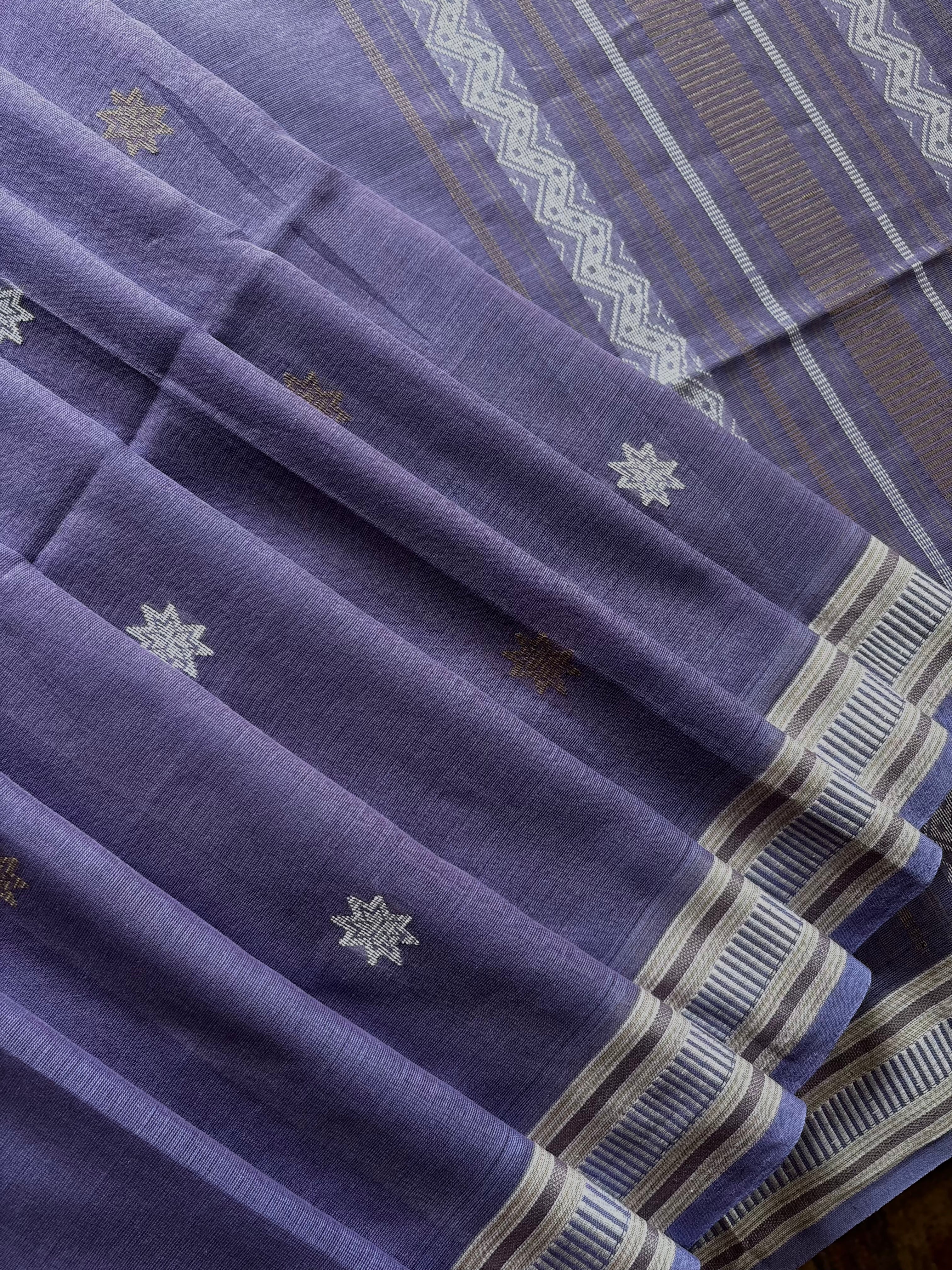 Handwoven Lavender Colour Cotton Jamdani Saree