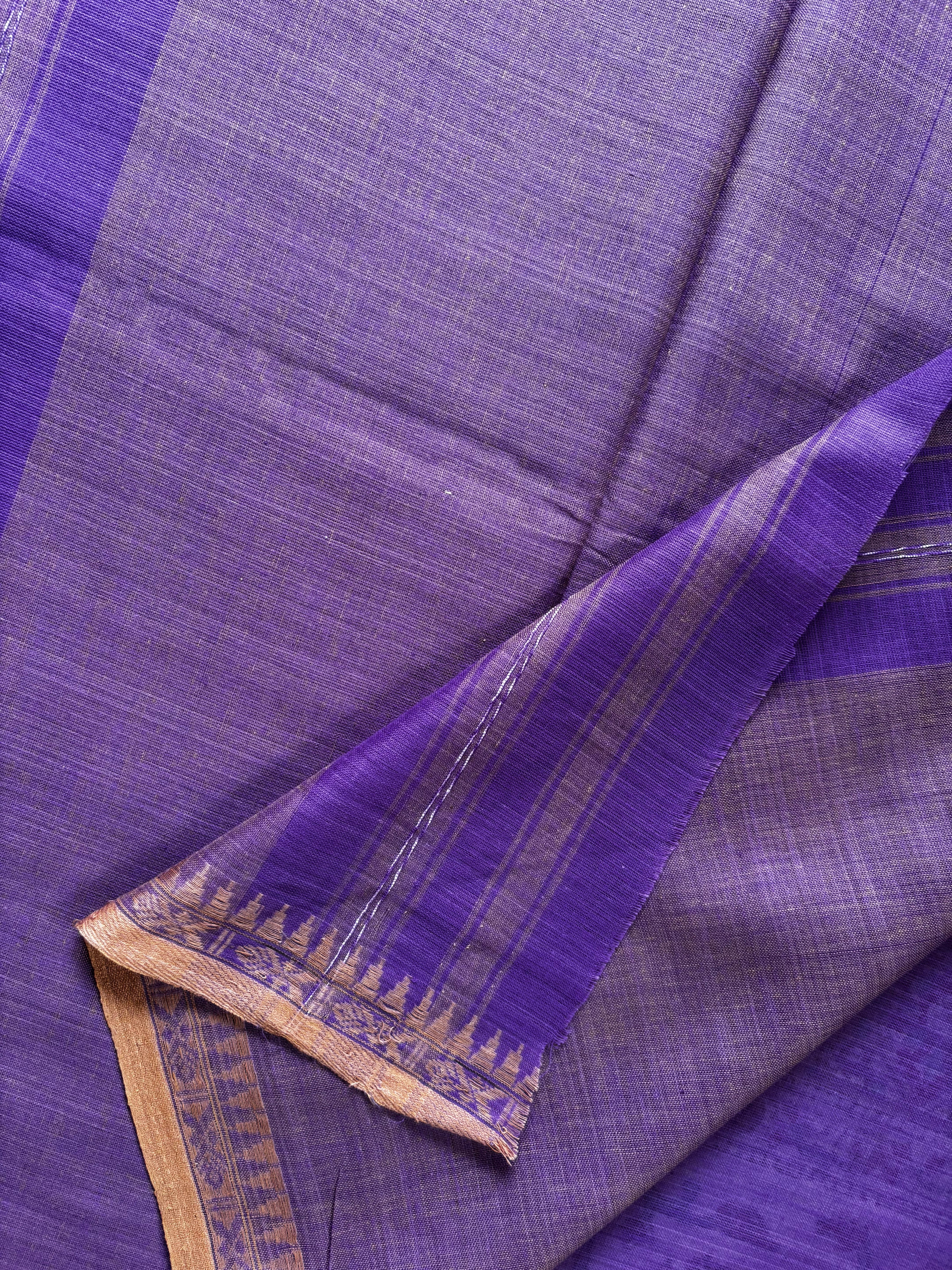 Handwoven Lavender Colour Cotton Dhonekhali Saree