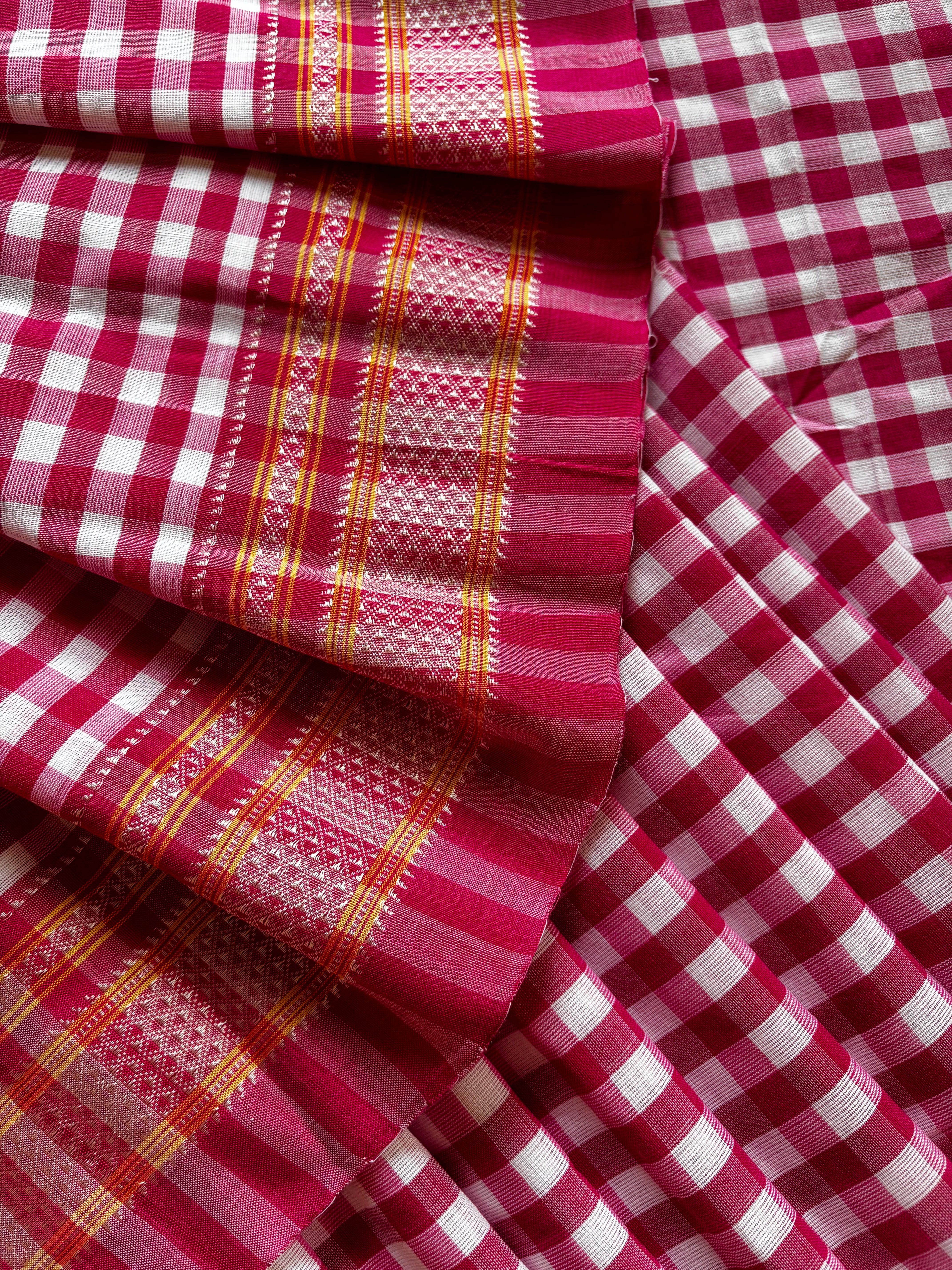 Handwoven Pink Colour Cotton Ilkal Saree