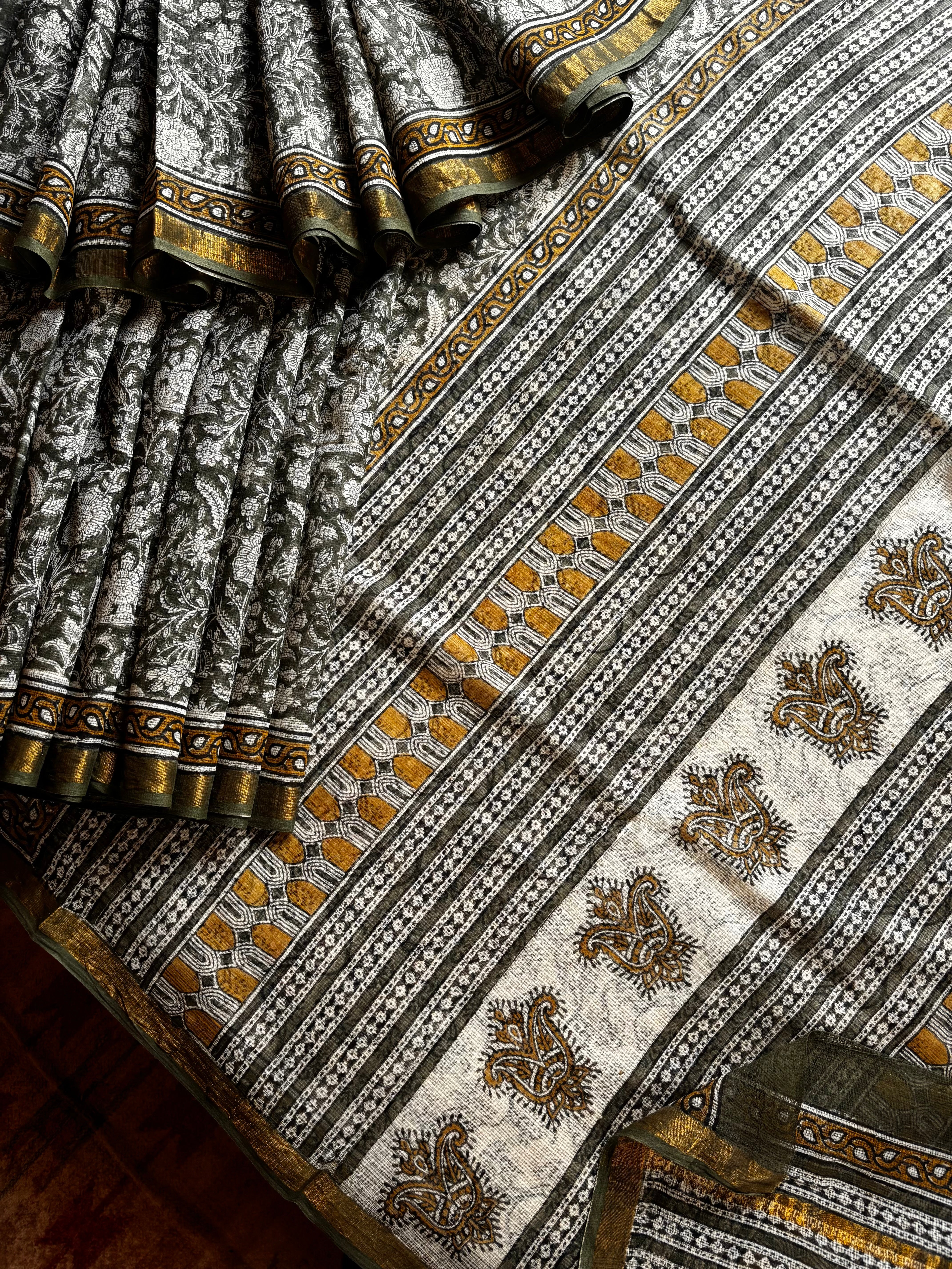Hand Block Printed Kota Doria Saree