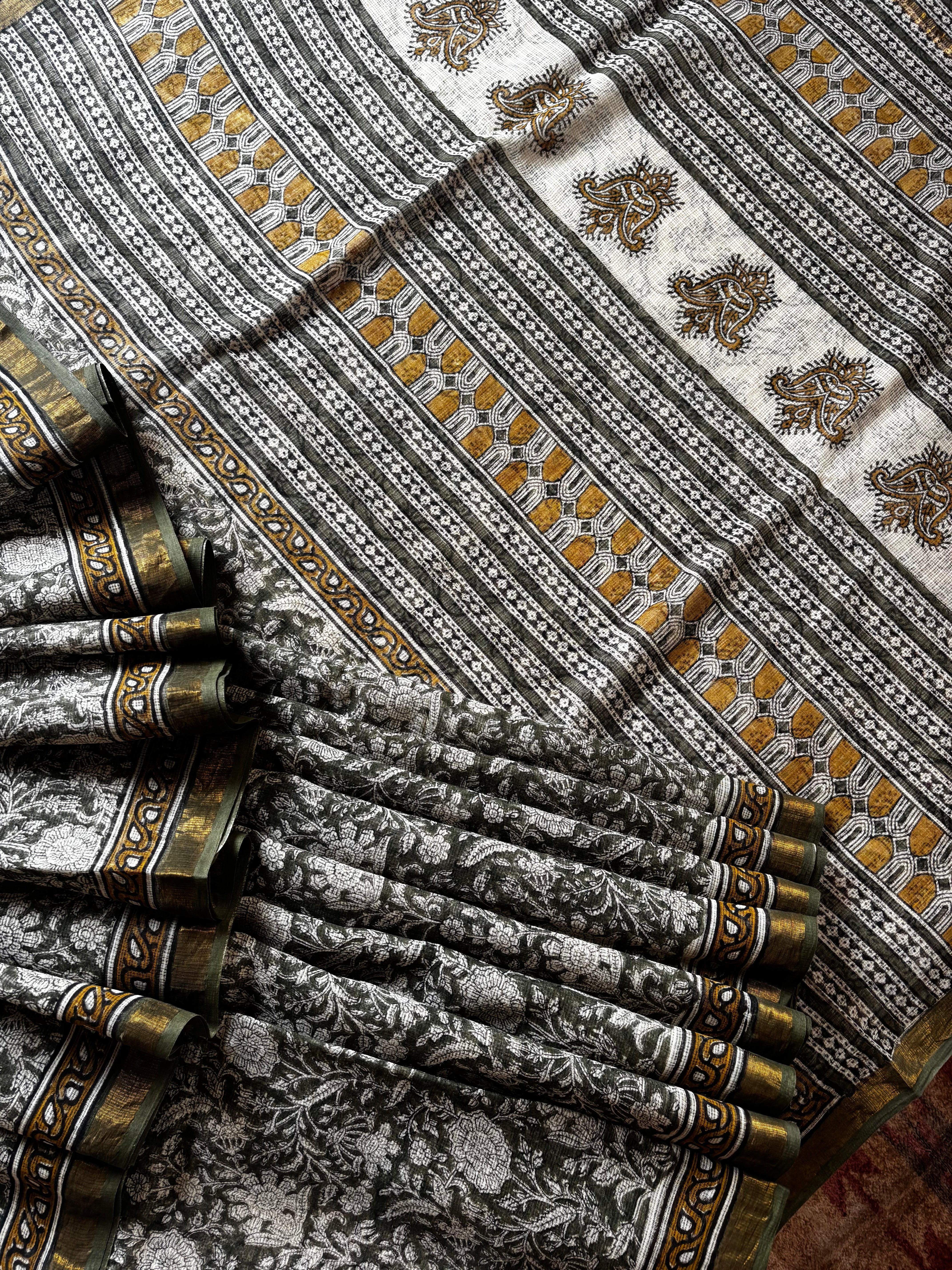 Hand Block Printed Kota Doria Saree