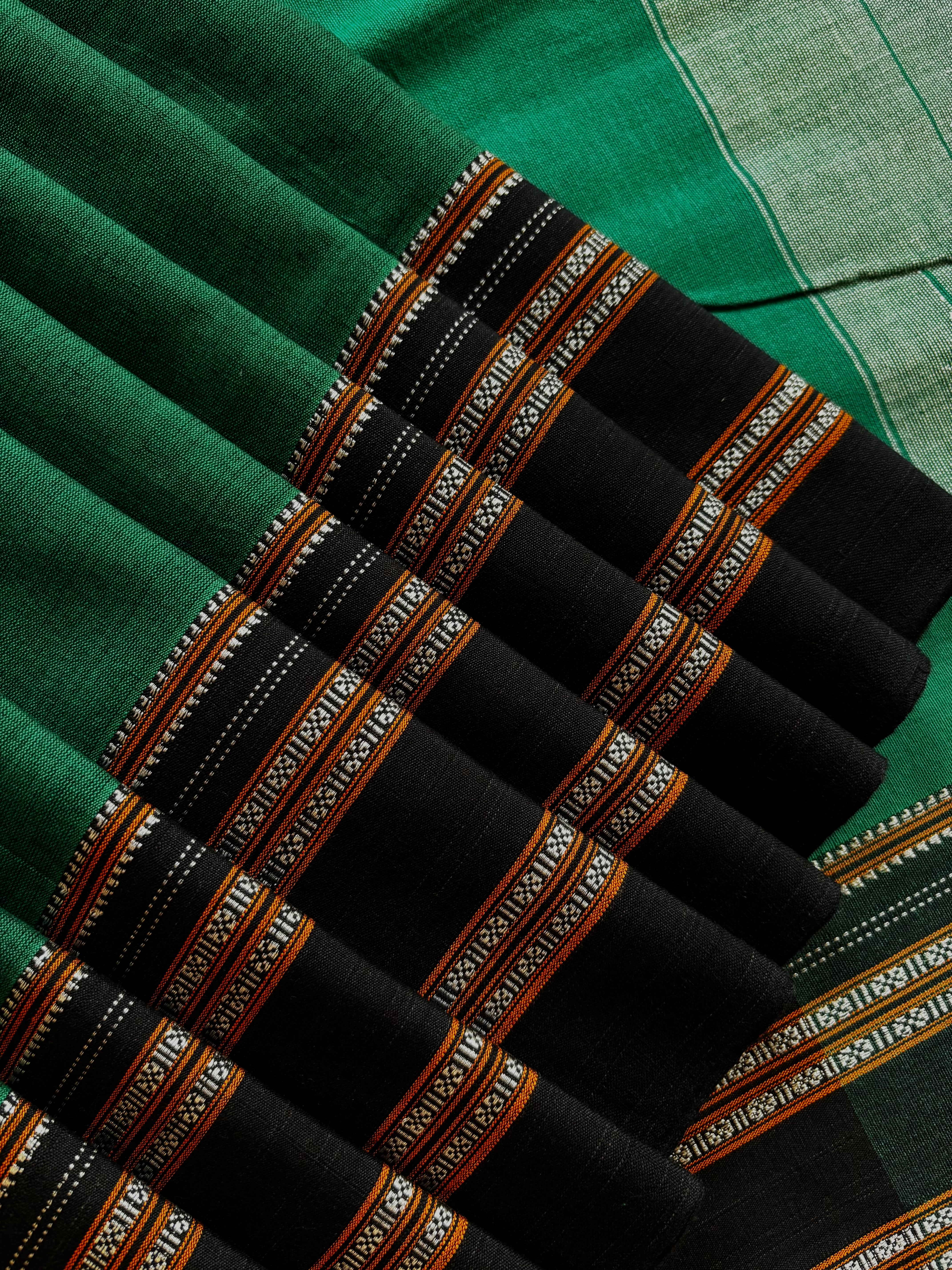 Handwoven Emerald Green Cotton Saree