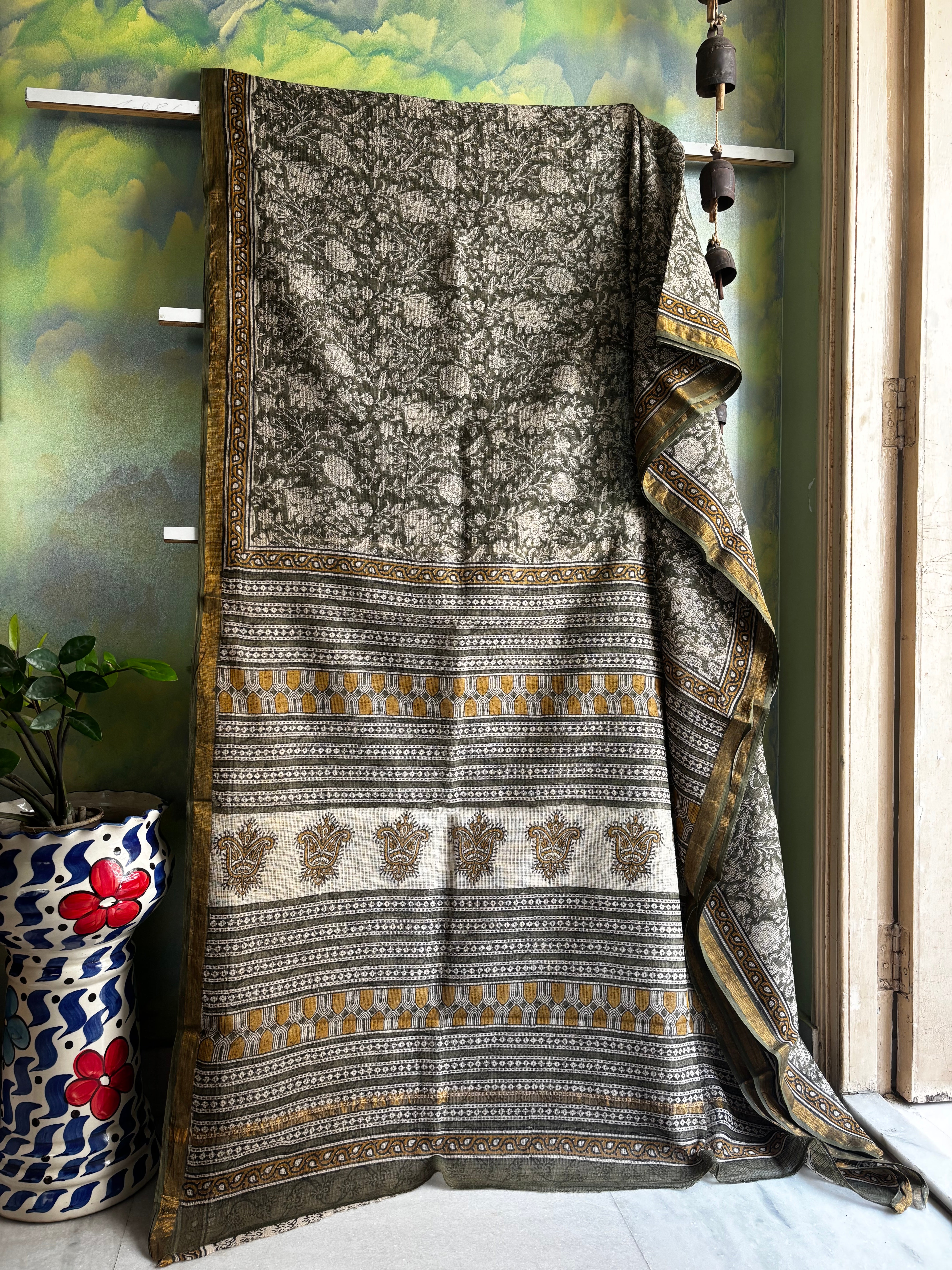 Hand Block Printed Kota Doria Saree