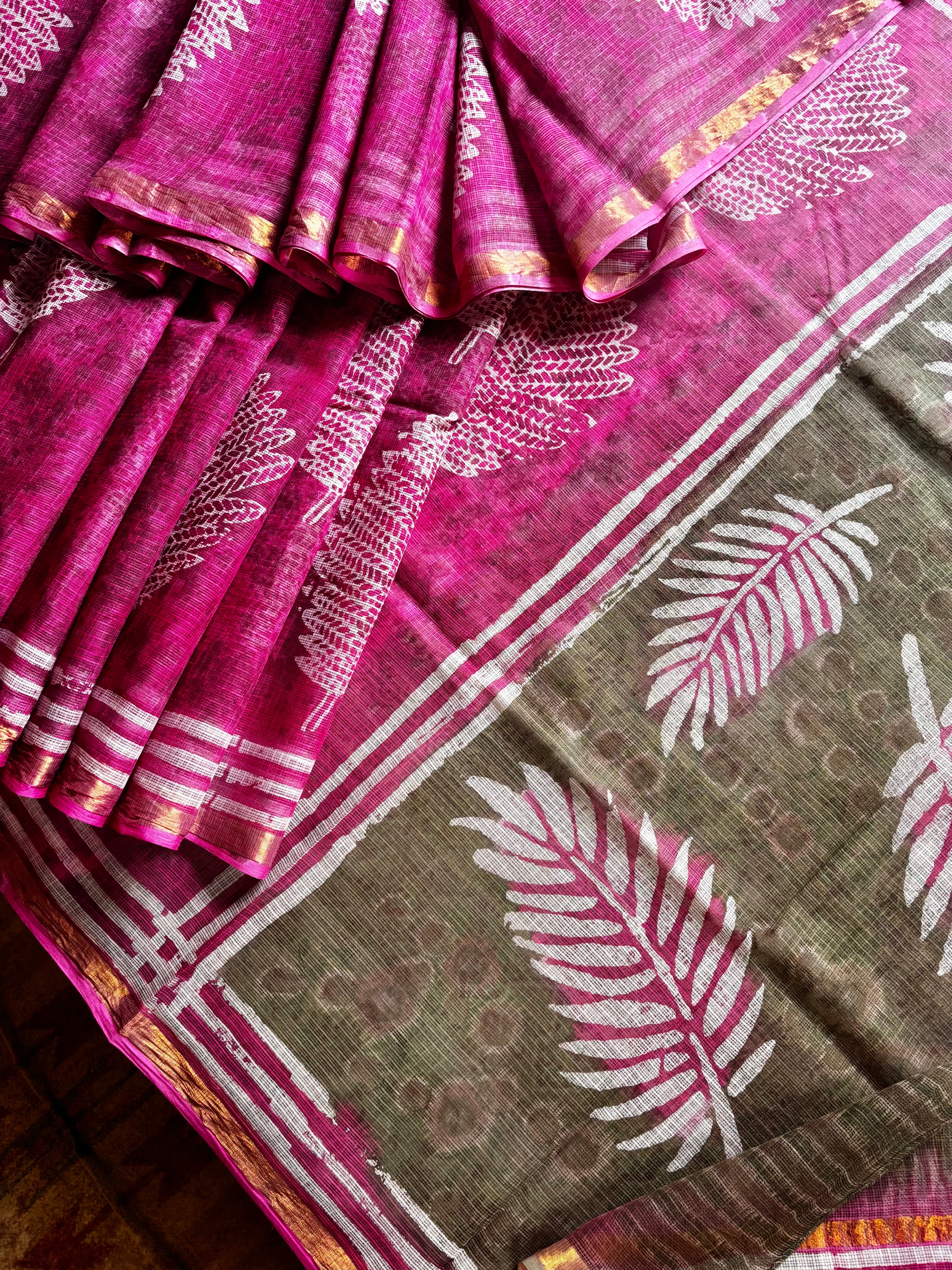 Hand Block Printed Kota Doria Saree