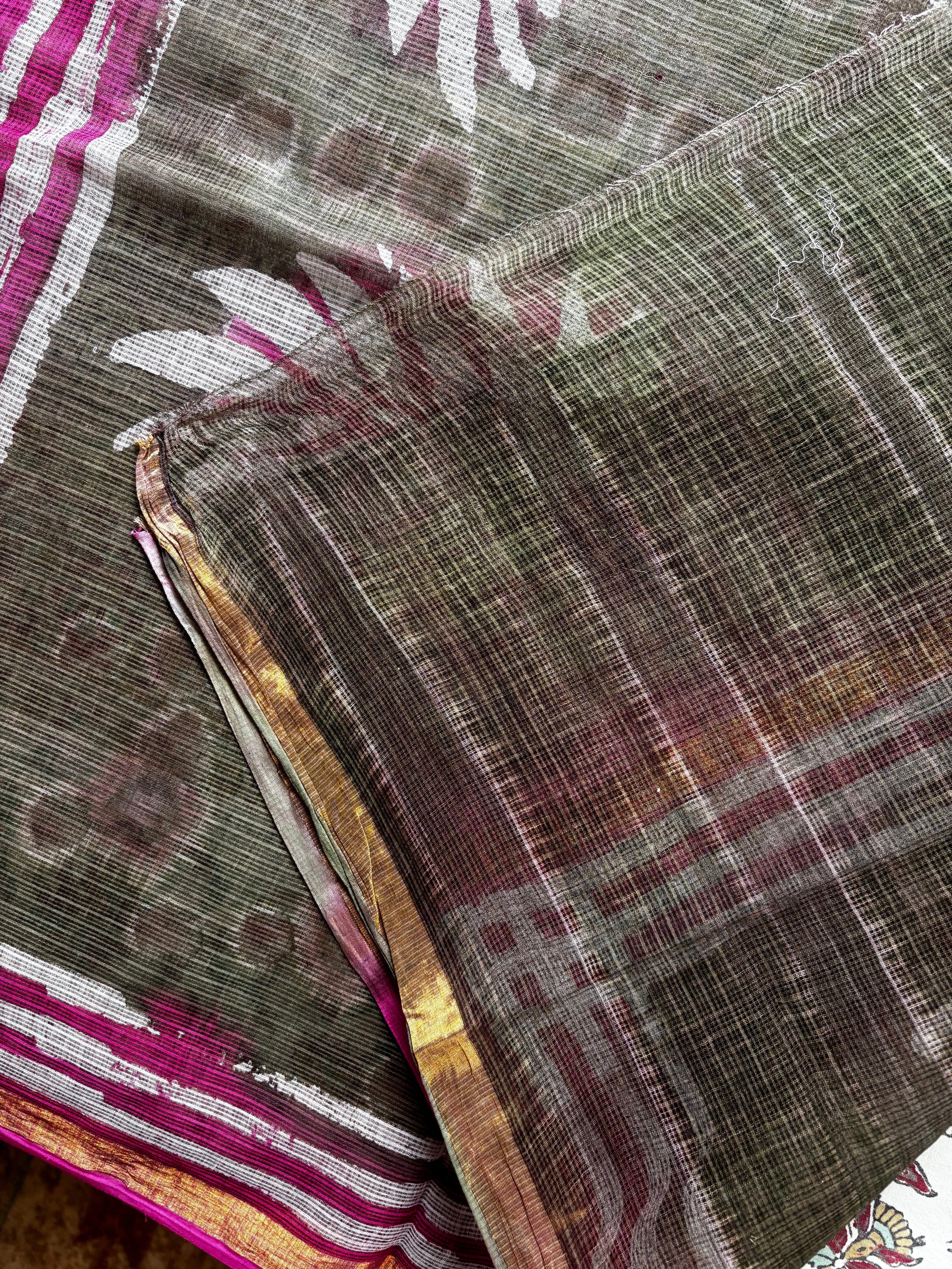 Hand Block Printed Kota Doria Saree