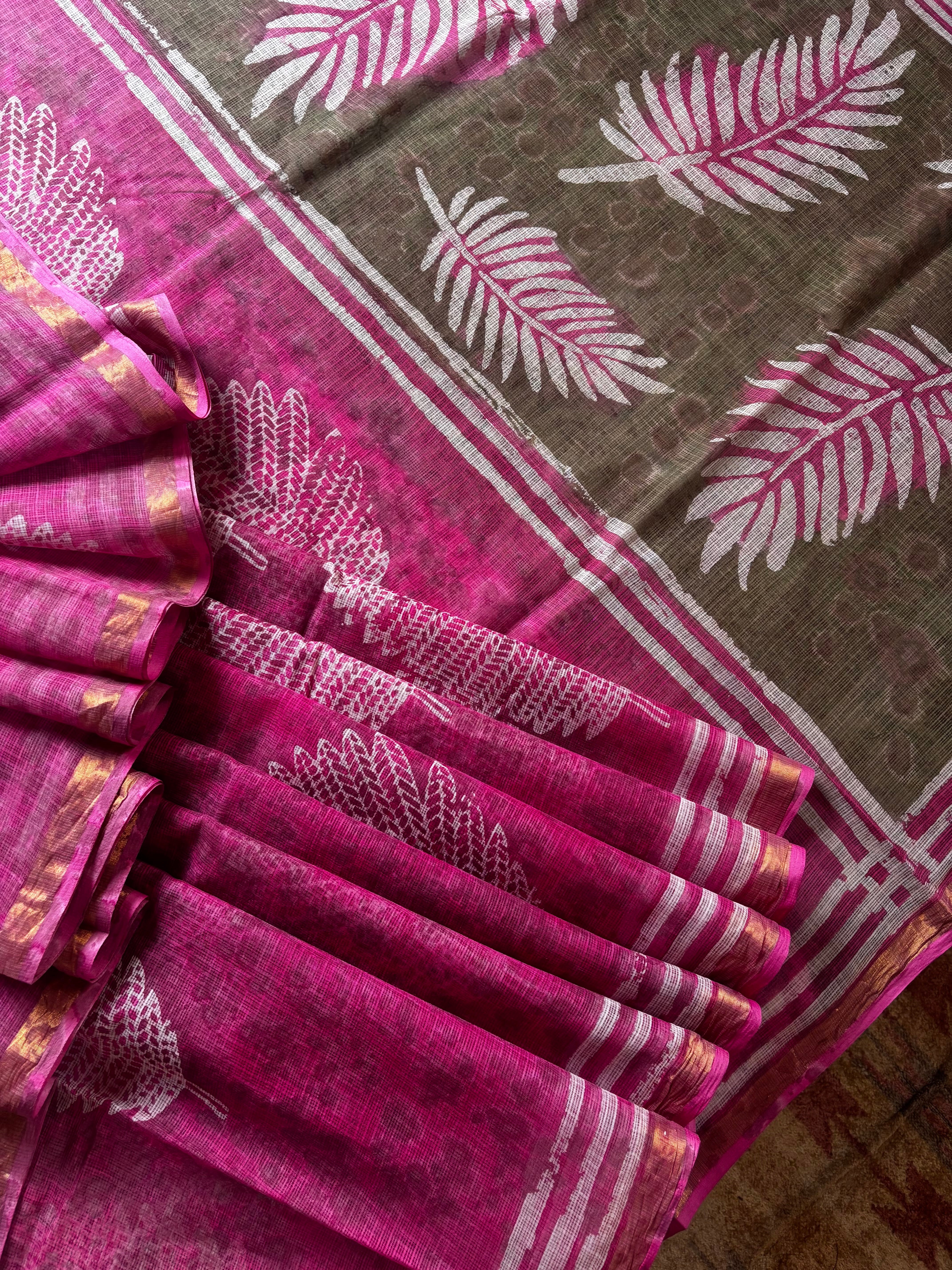 Hand Block Printed Kota Doria Saree