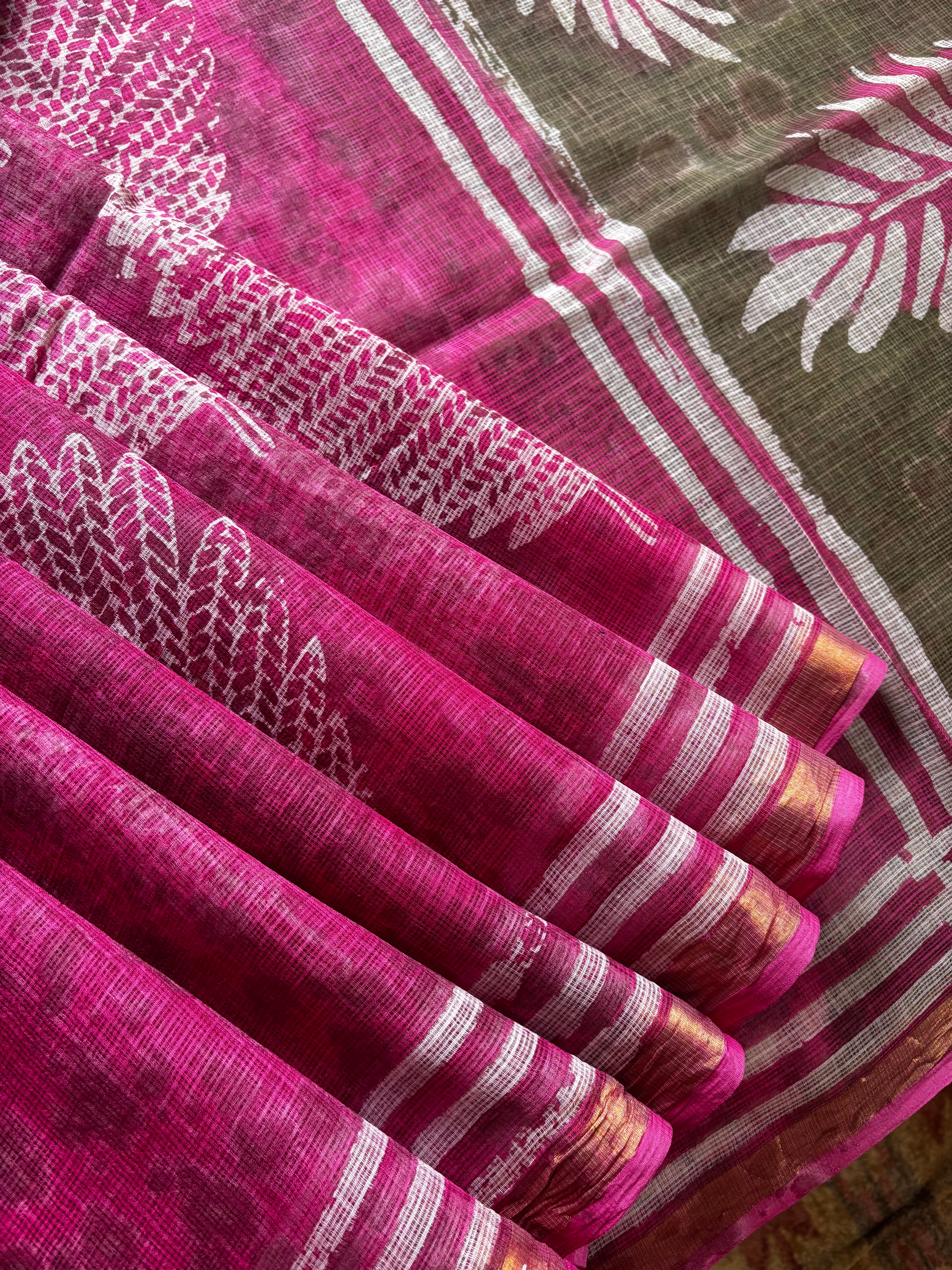 Hand Block Printed Kota Doria Saree