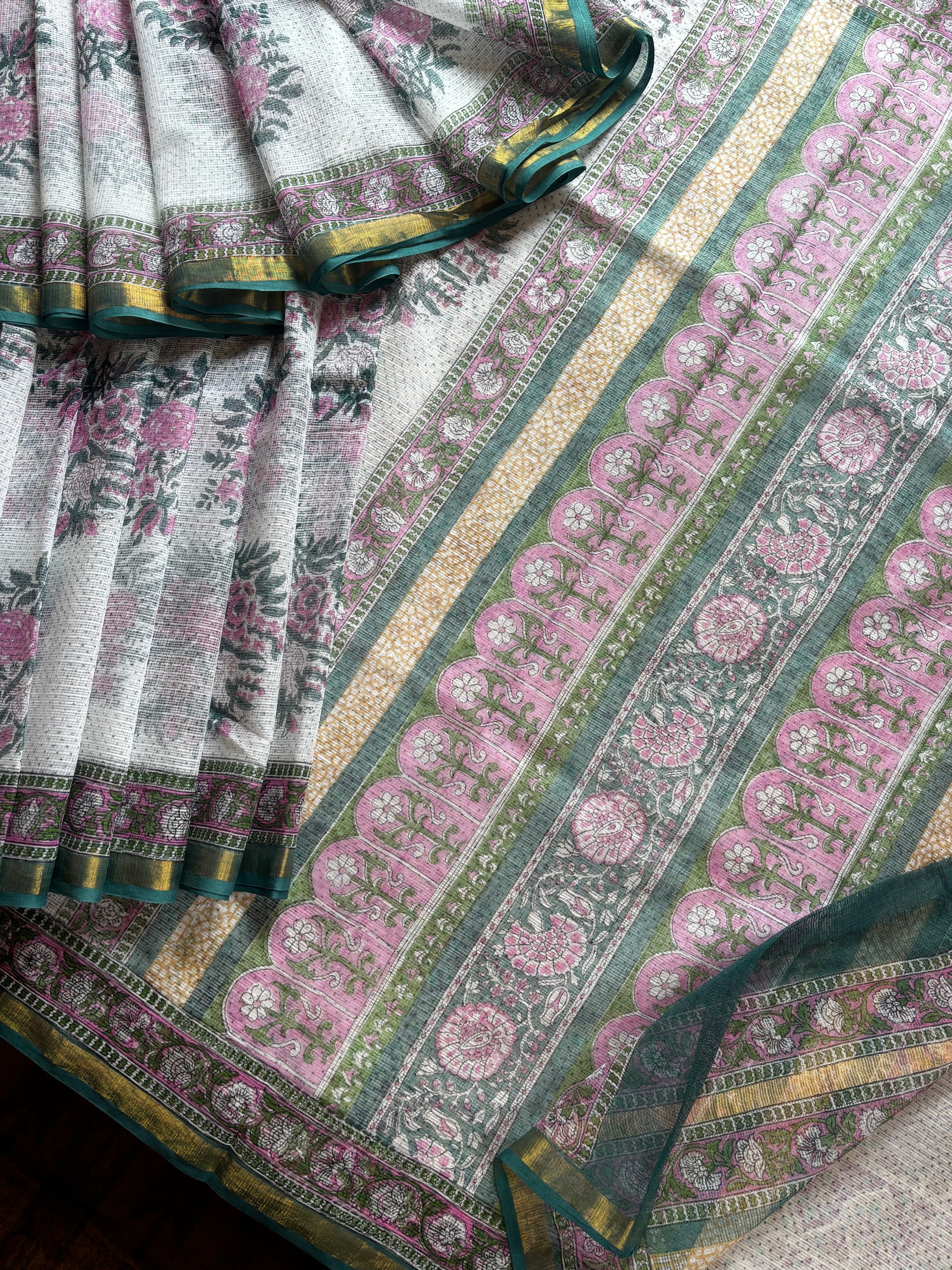 Hand Block Printed Kota Doria Saree