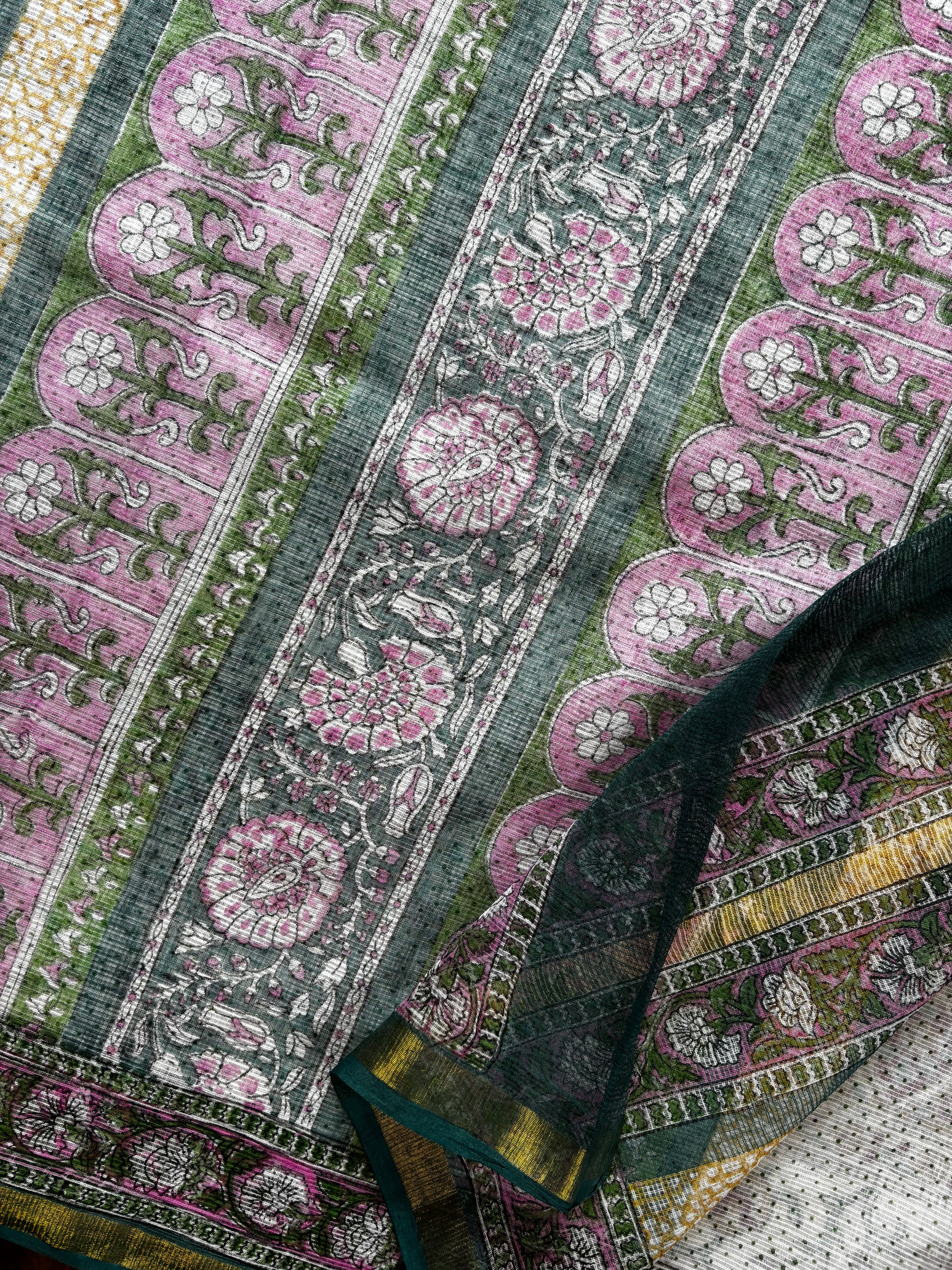 Hand Block Printed Kota Doria Saree