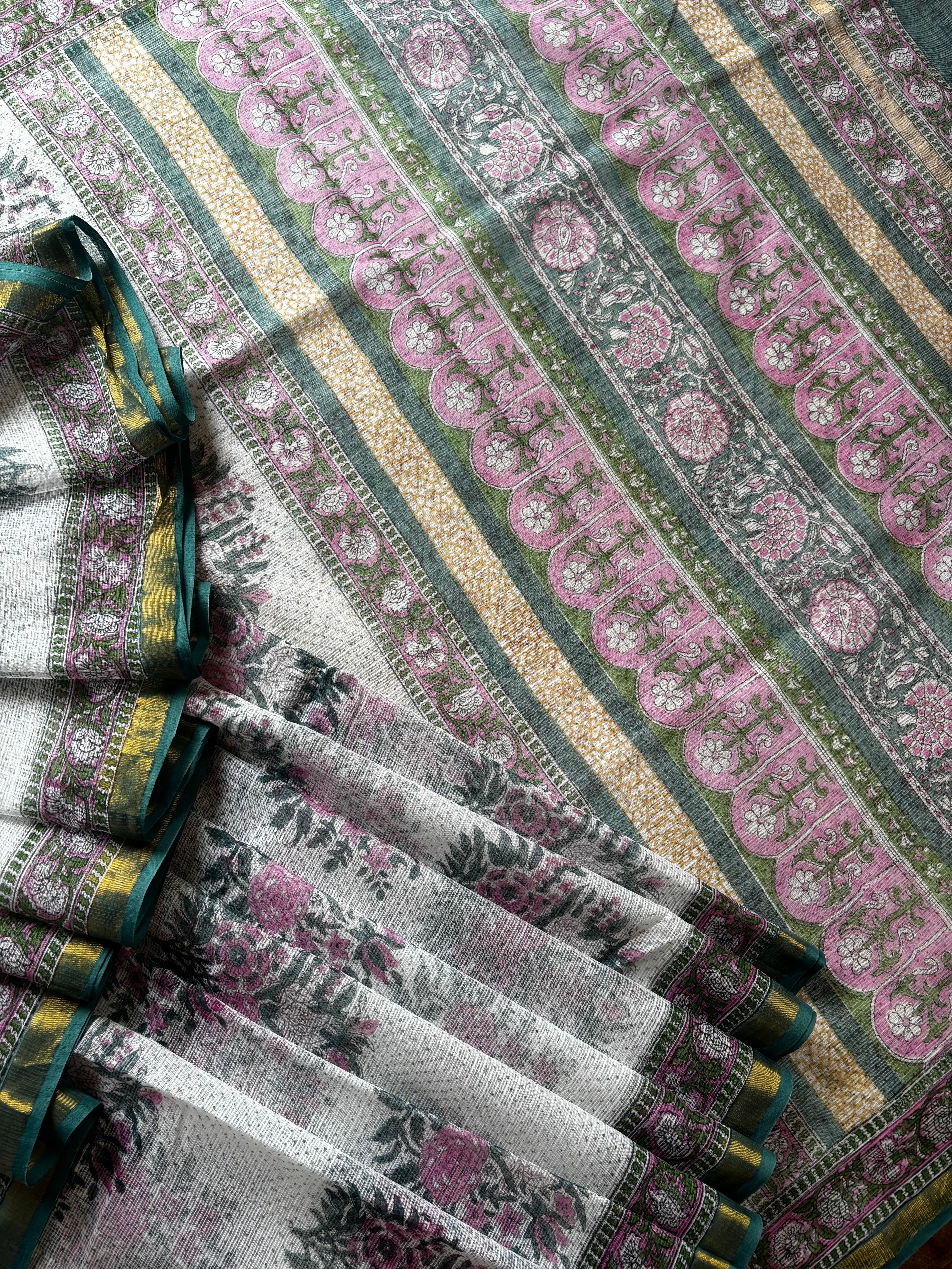 Hand Block Printed Kota Doria Saree