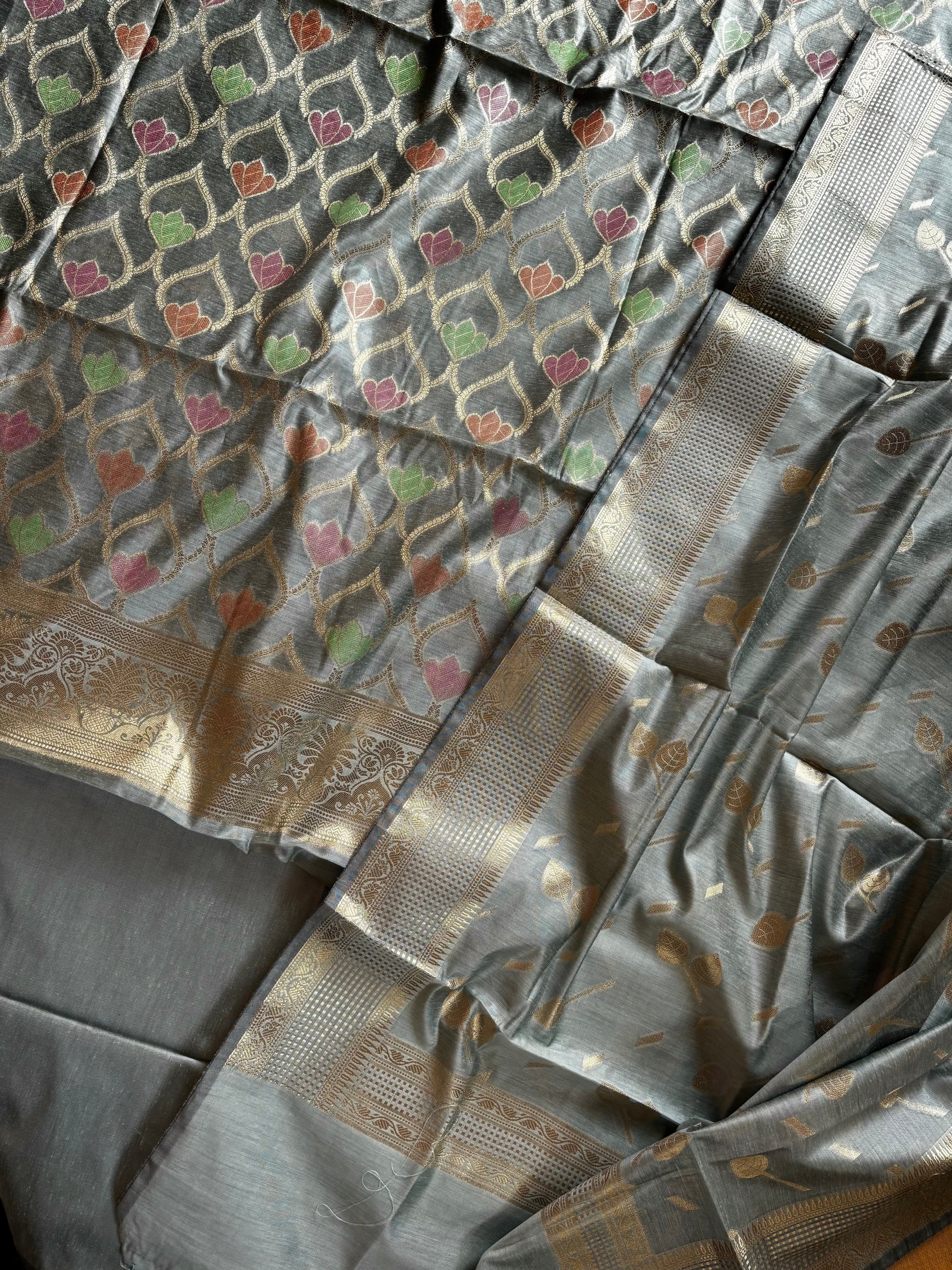 Silk Cotton Three Piece Suit Set