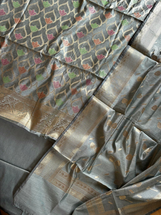 Silk Cotton Three Piece Suit Set