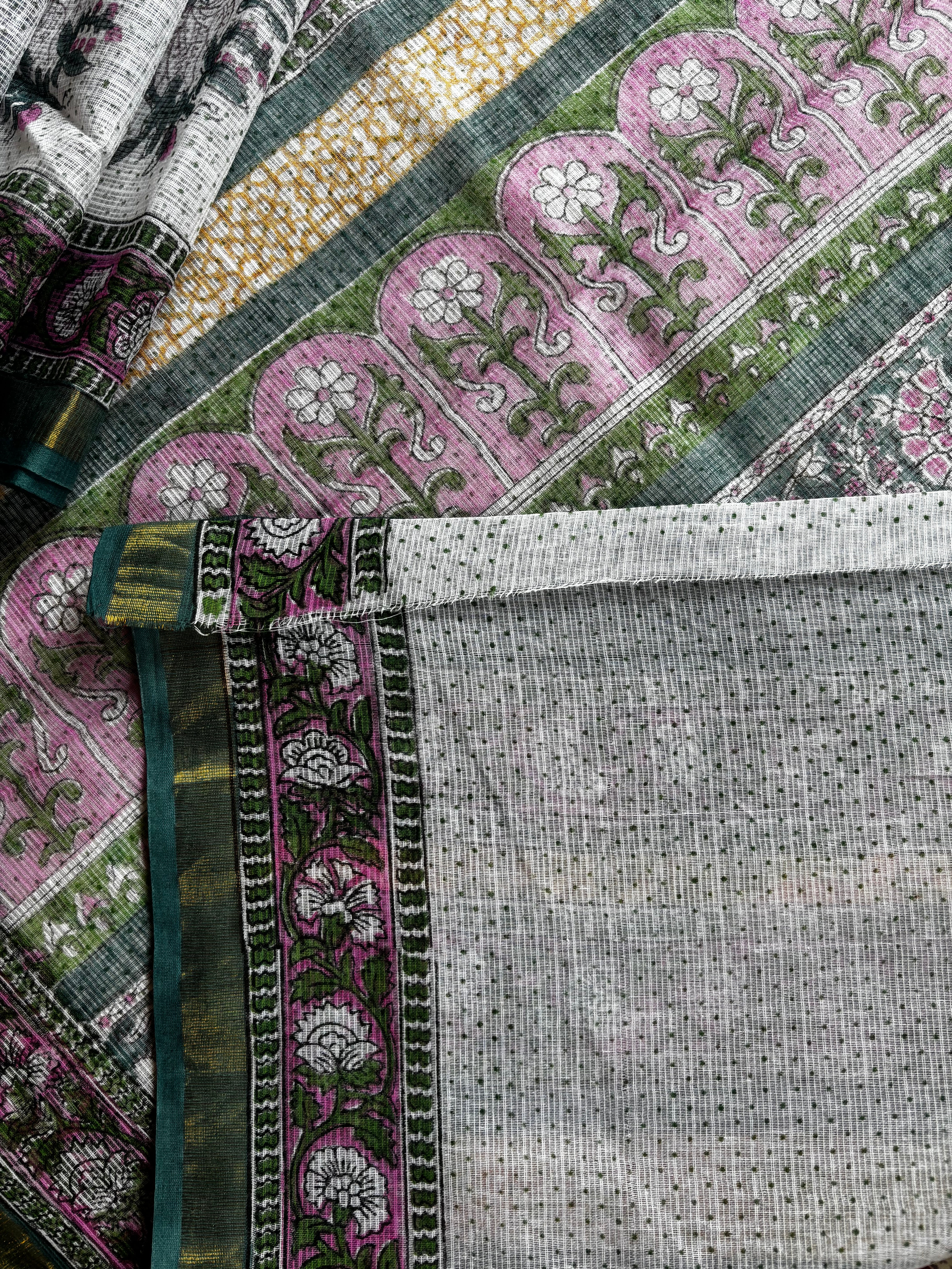 Hand Block Printed Kota Doria Saree