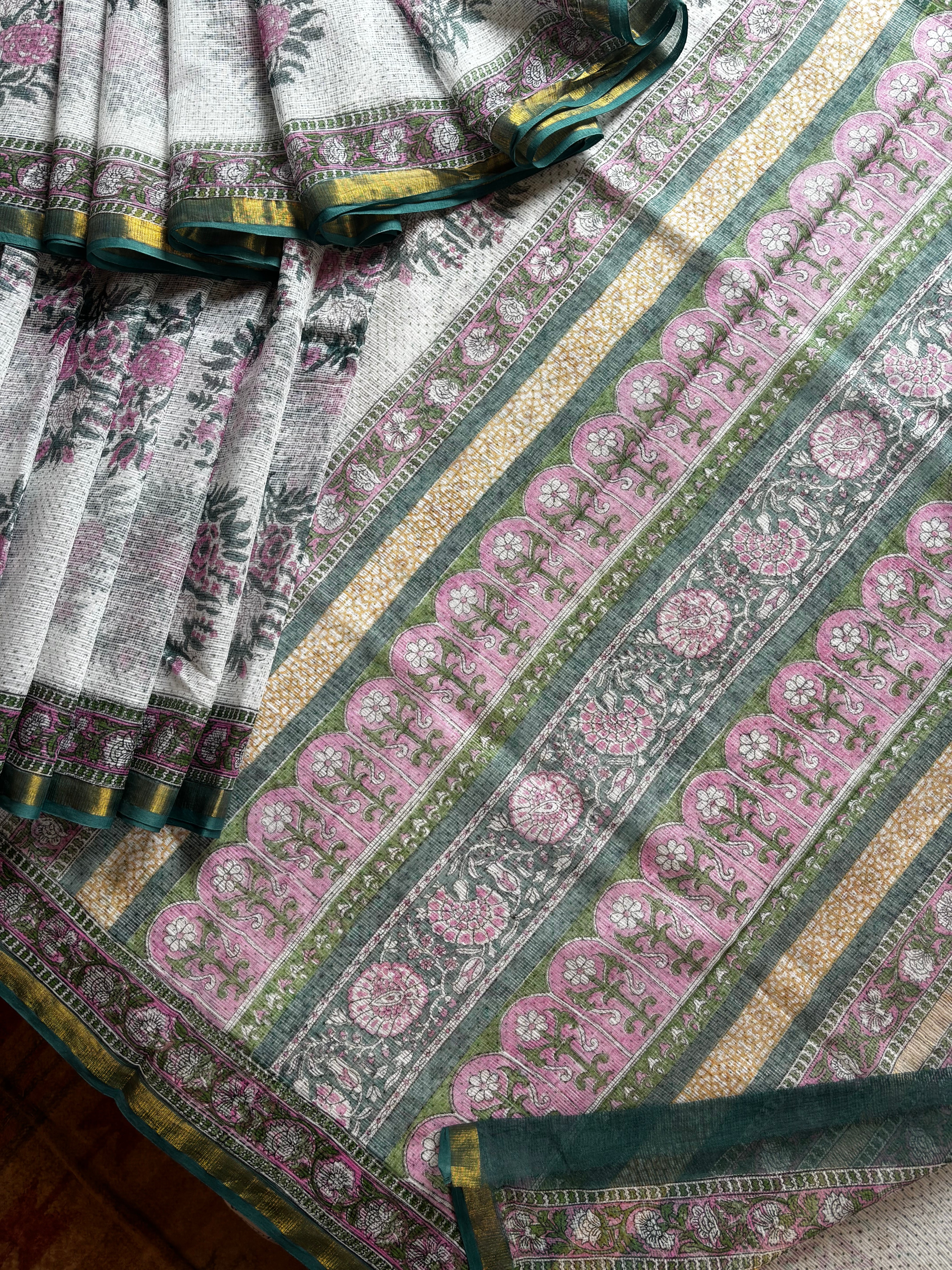 Hand Block Printed Kota Doria Saree
