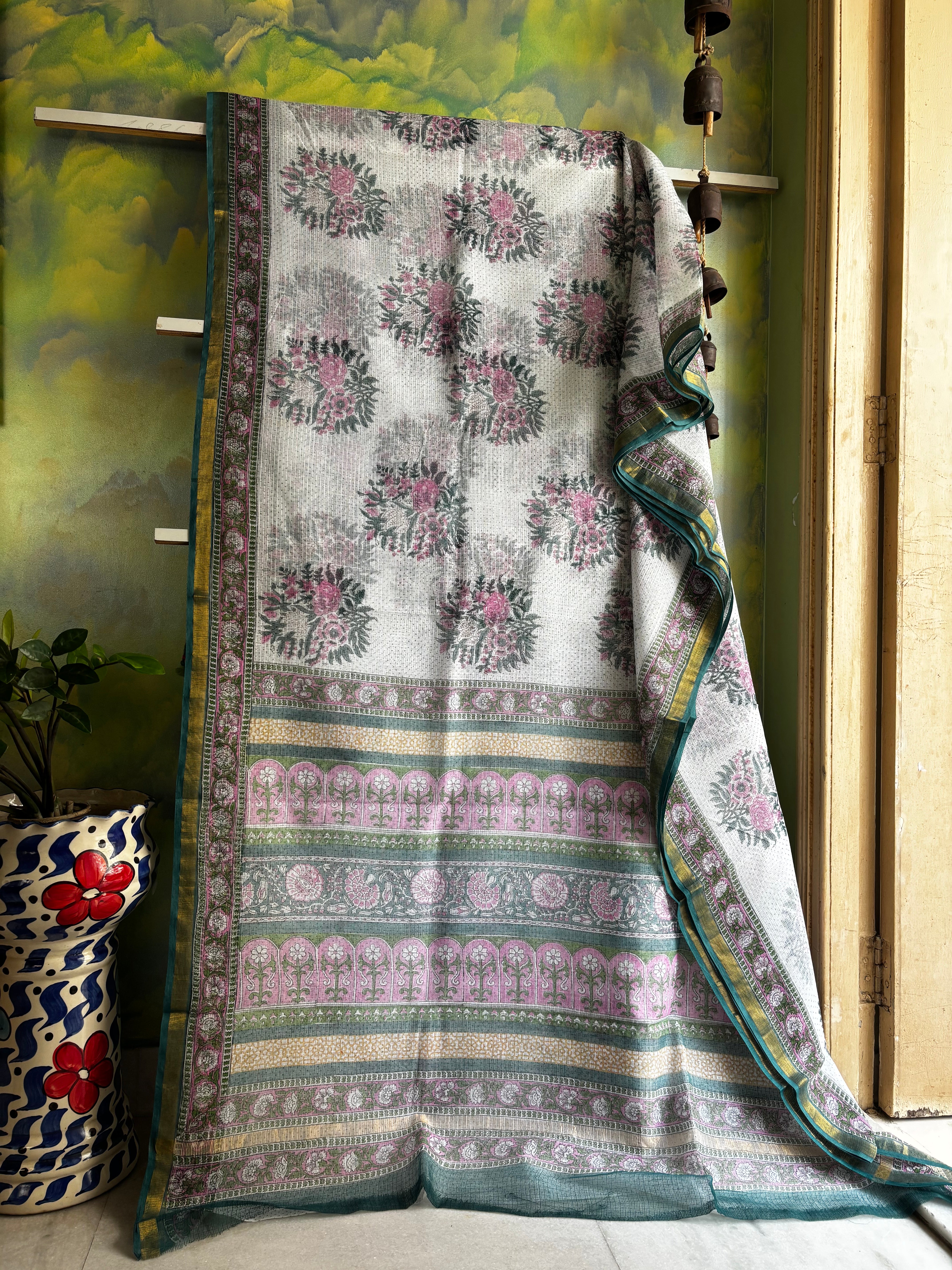 Hand Block Printed Kota Doria Saree