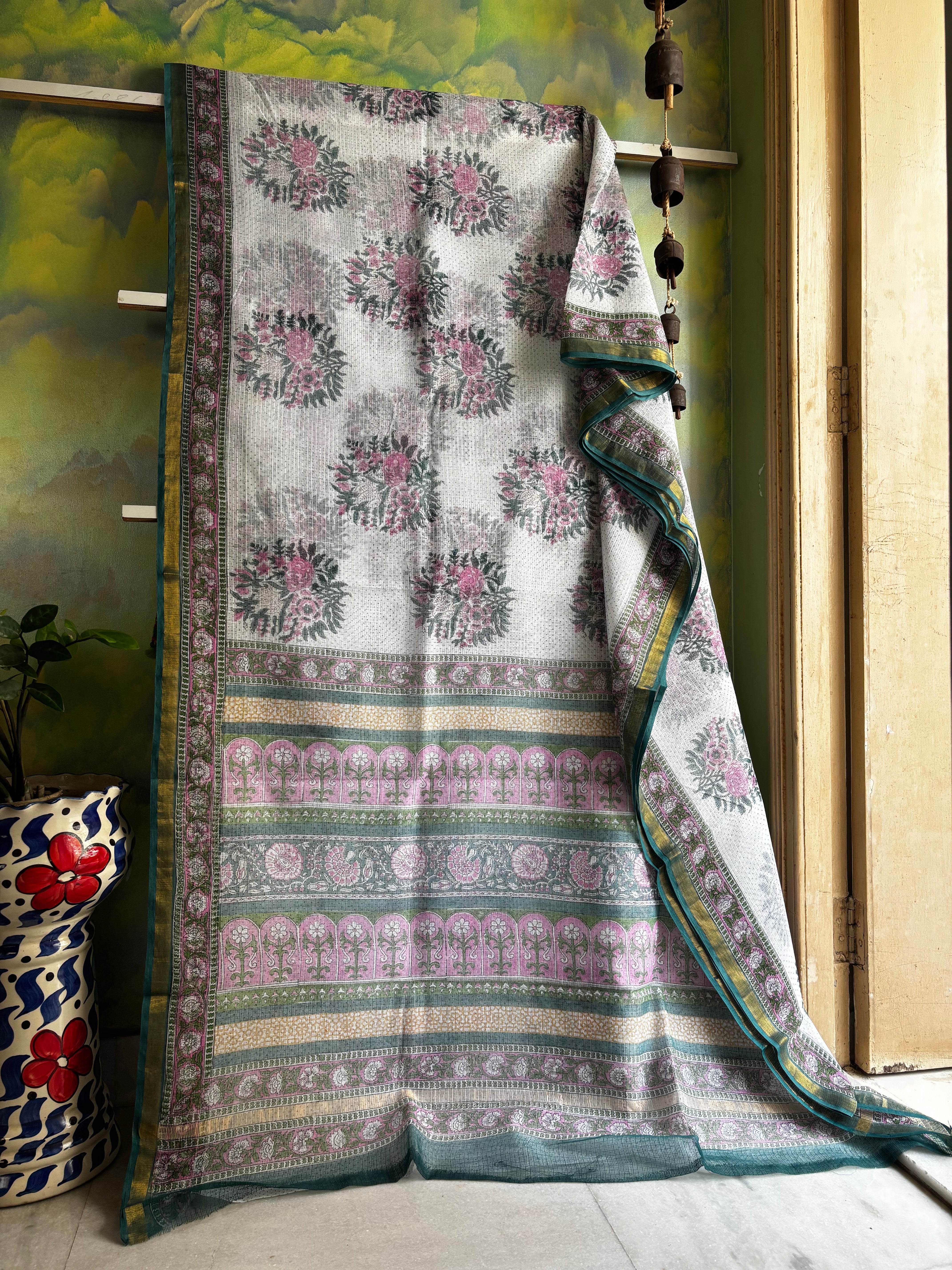 Hand Block Printed Kota Doria Saree