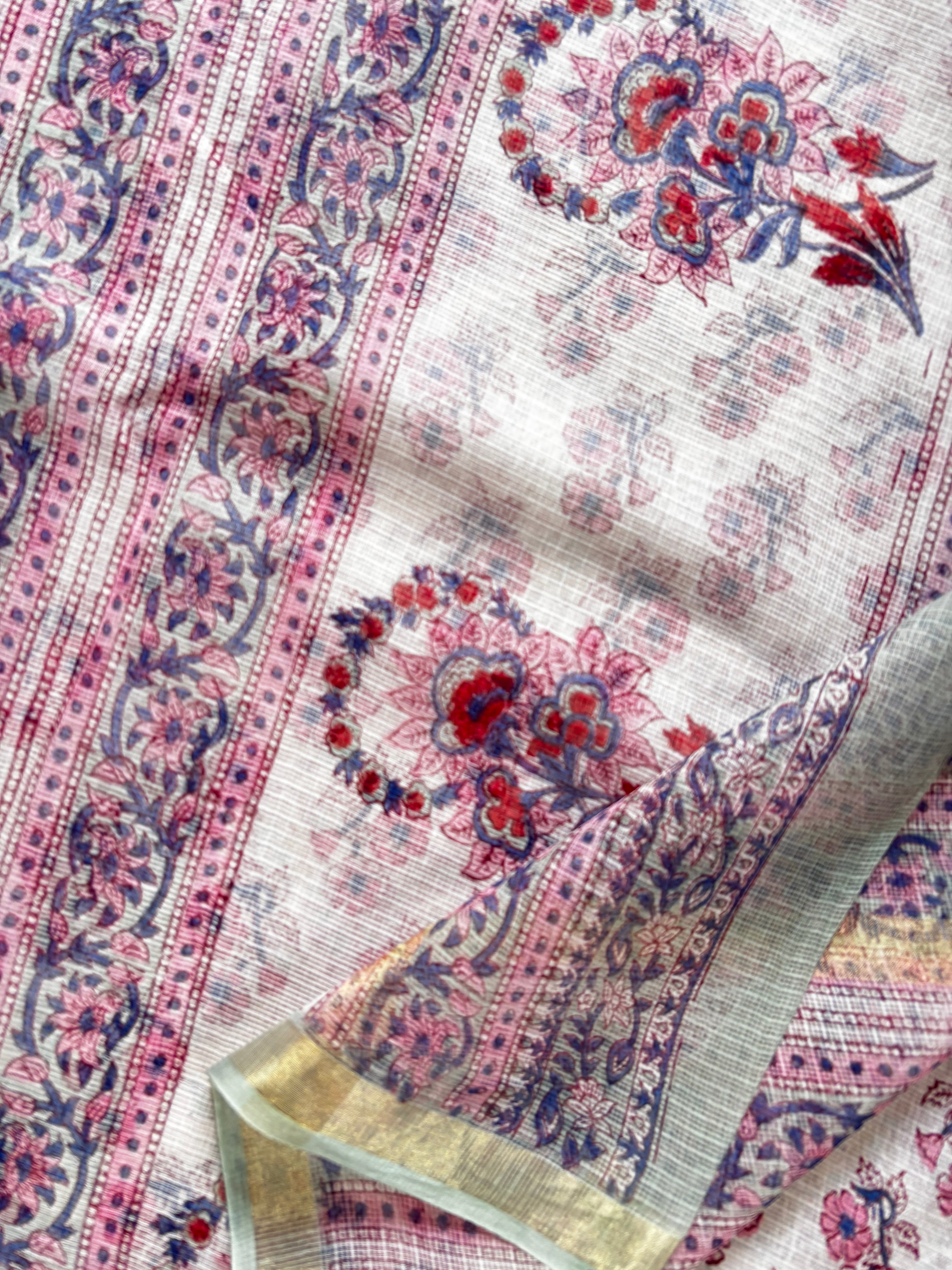 Hand Block Printed Kota Doria Saree