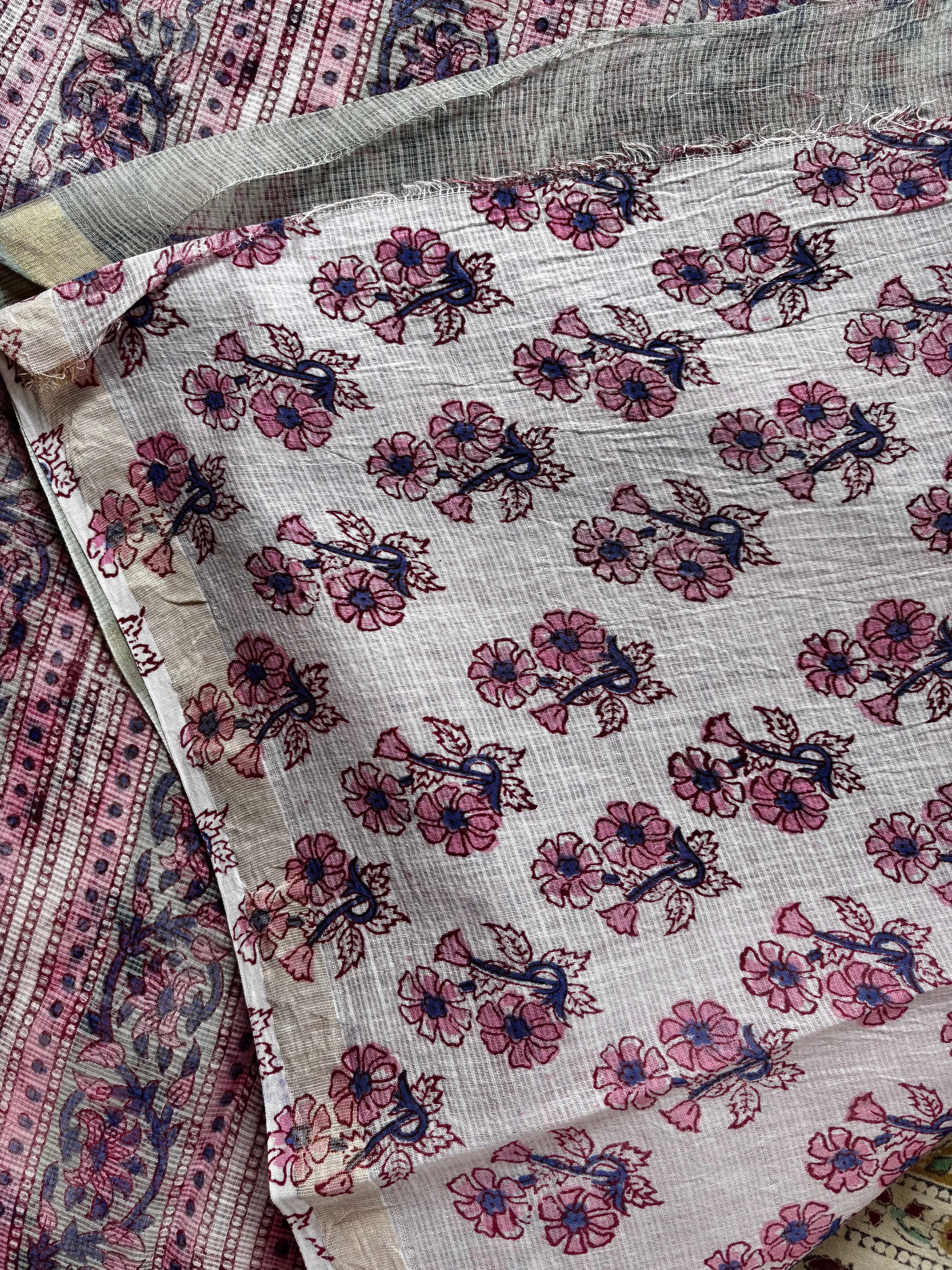 Hand Block Printed Kota Doria Saree