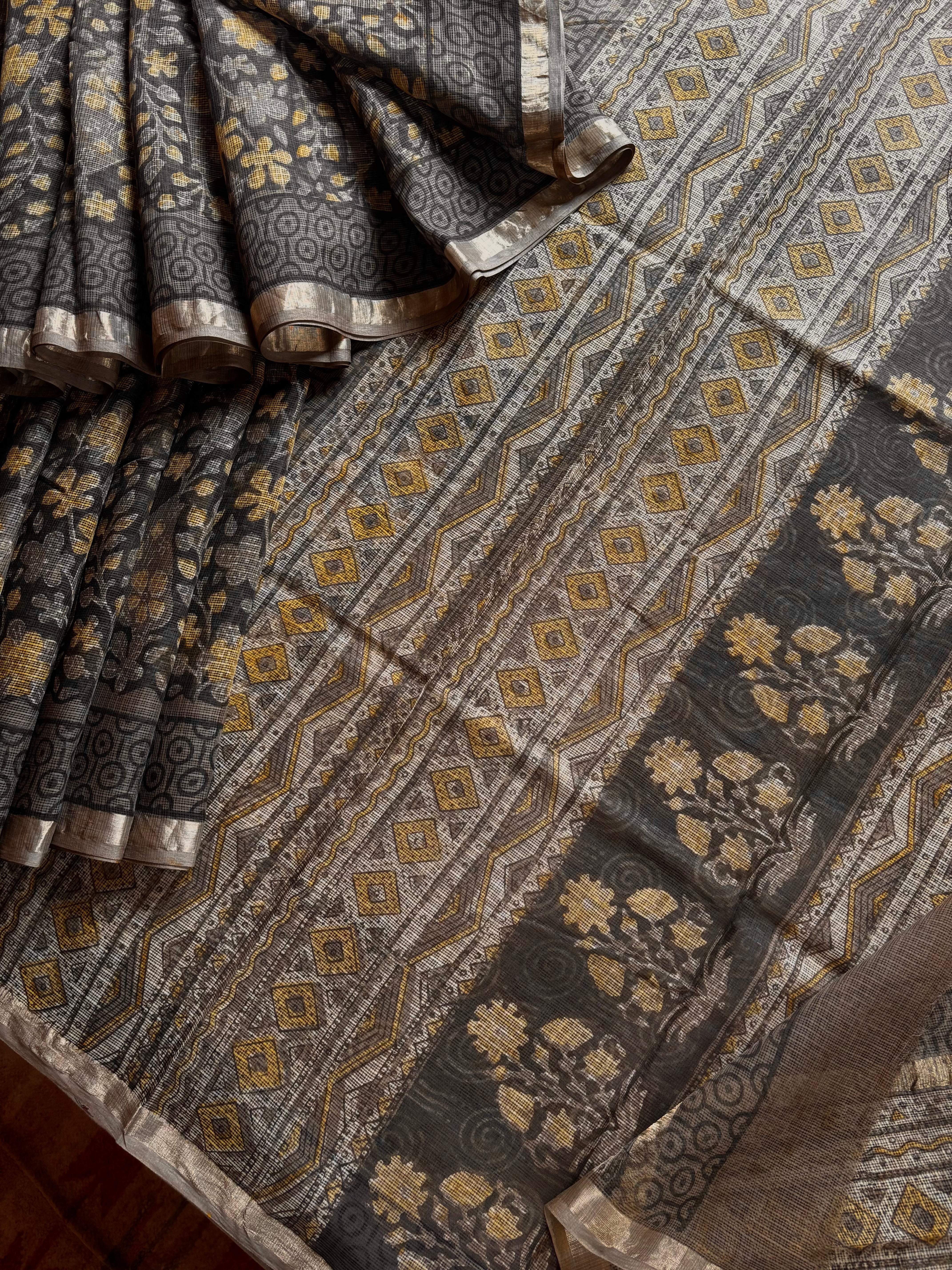 Hand Block Printed Kota Doria Saree