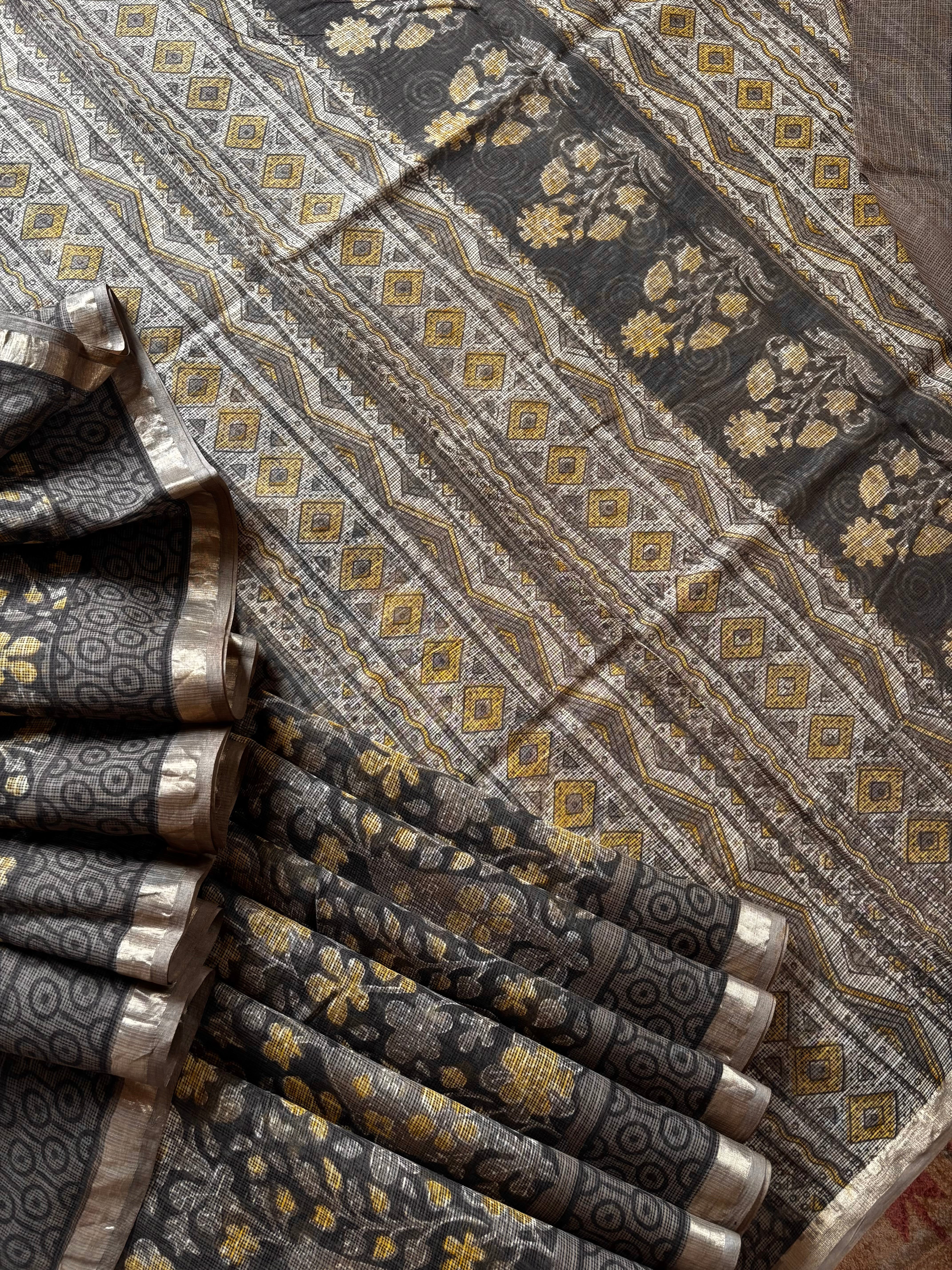 Hand Block Printed Kota Doria Saree