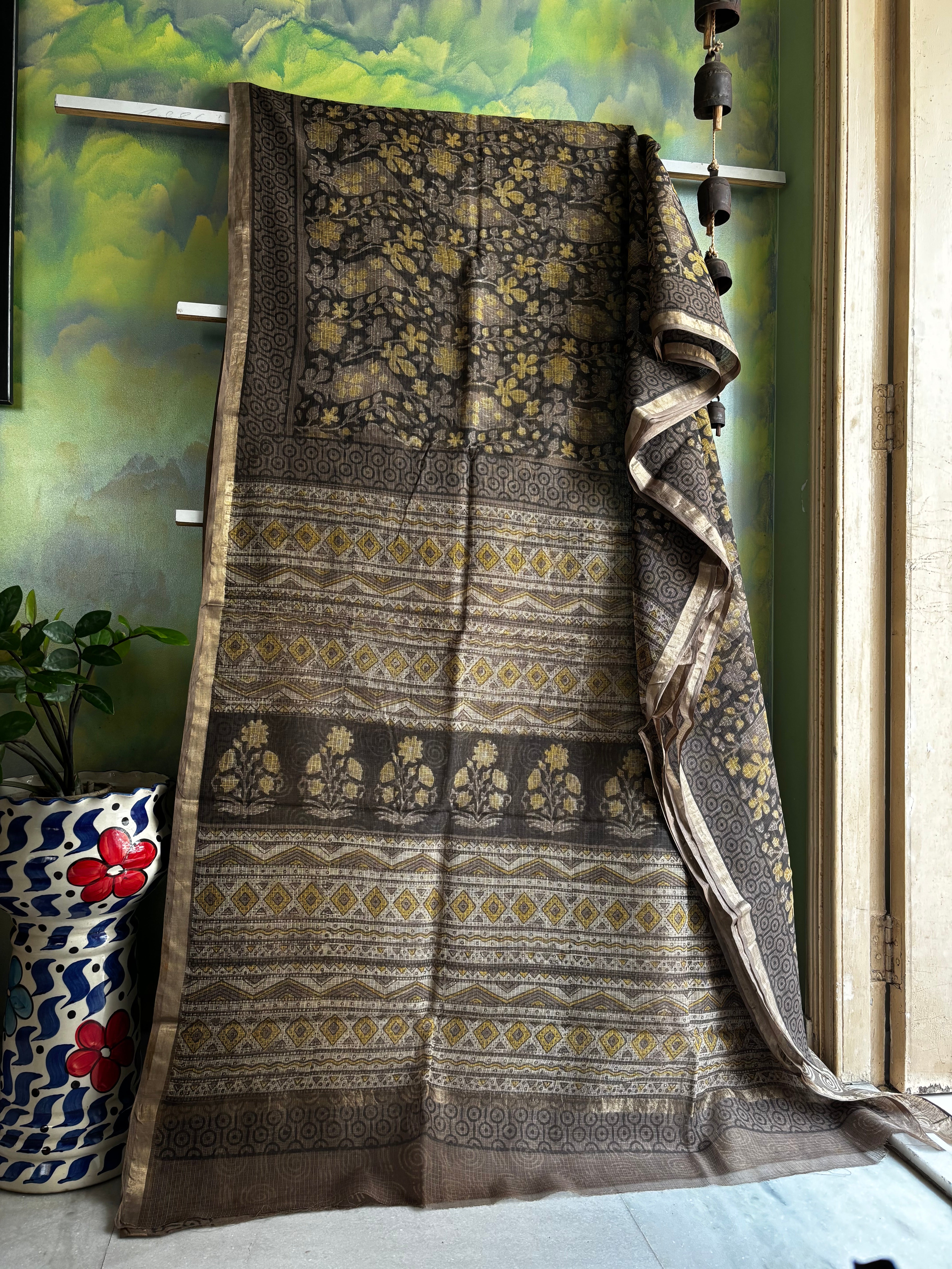 Hand Block Printed Kota Doria Saree