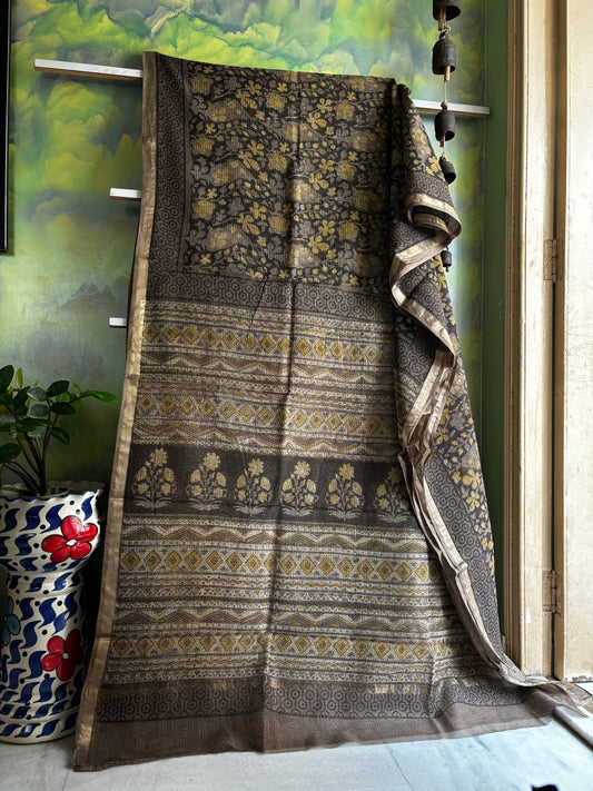 Hand Block Printed Kota Doria Saree