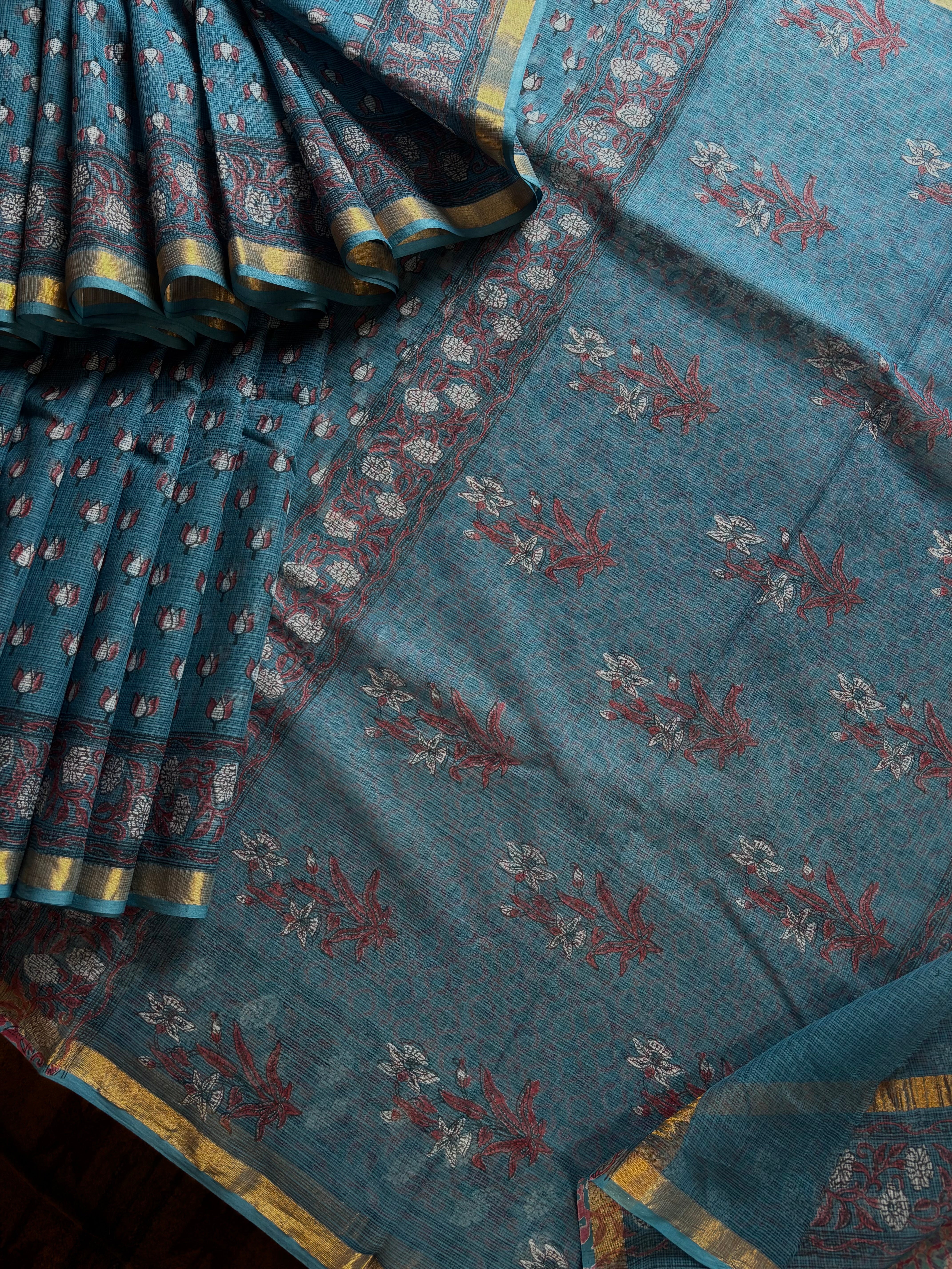 Hand Block Printed Kota Doria Saree