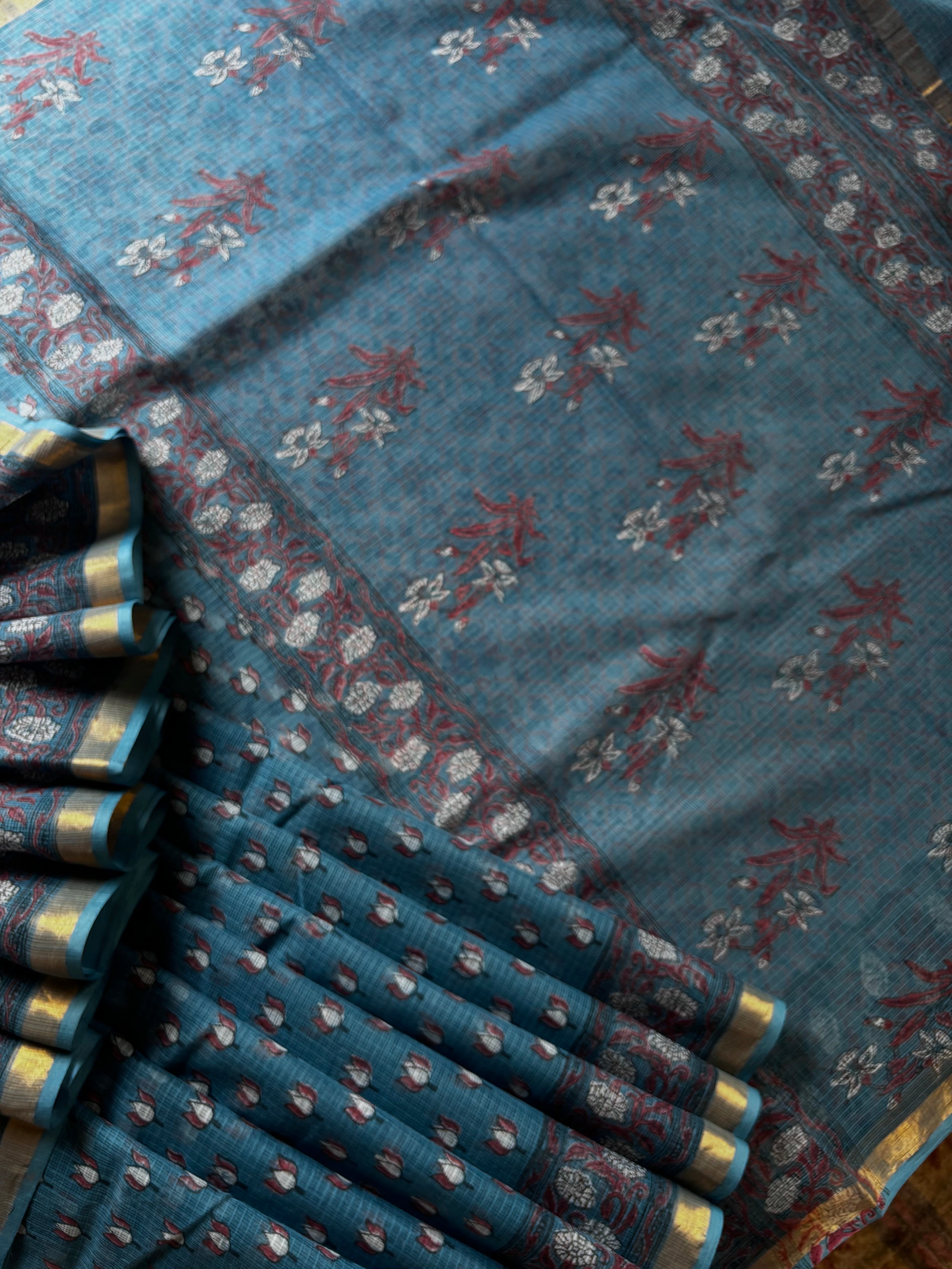 Hand Block Printed Kota Doria Saree