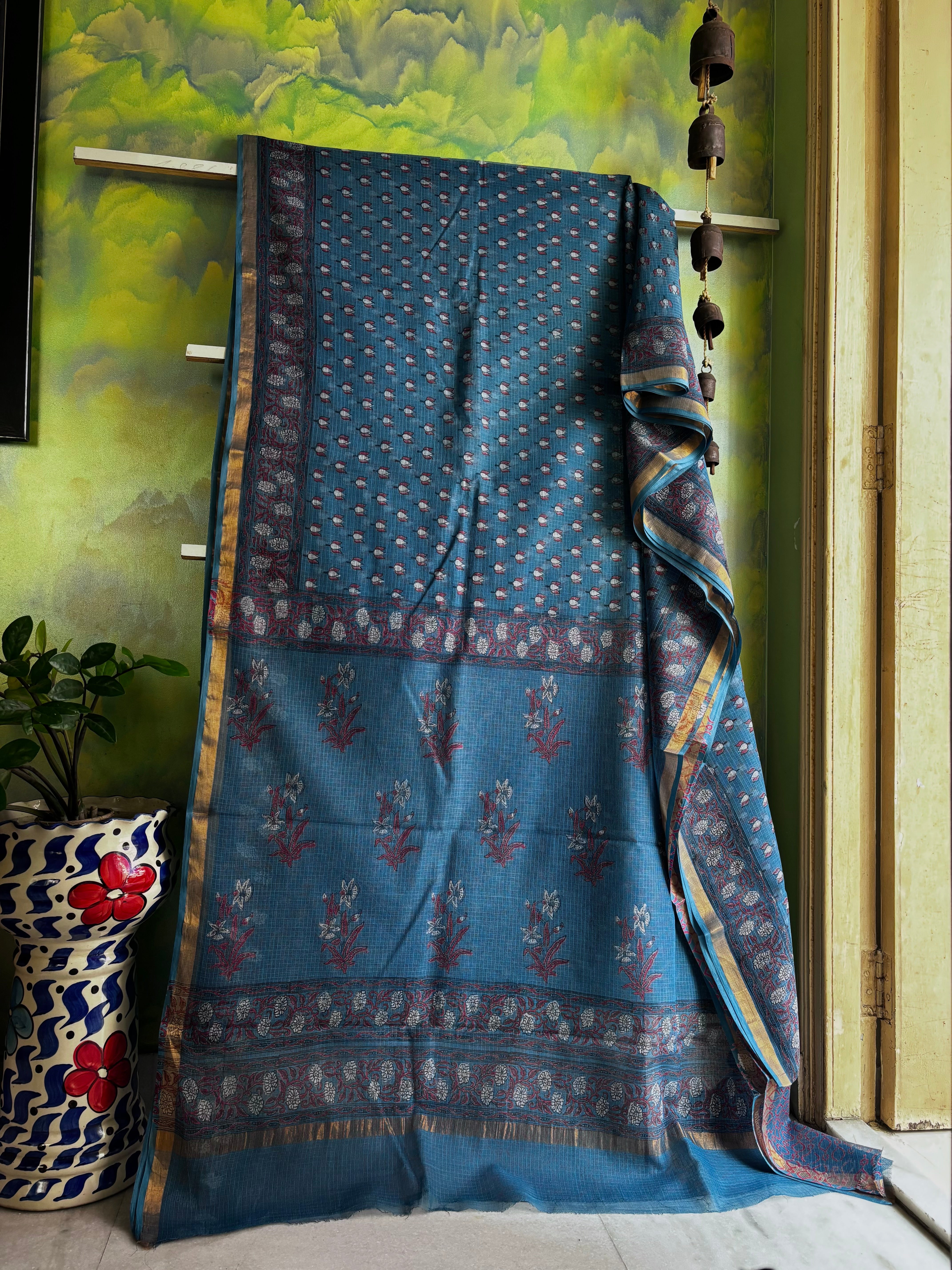 Hand Block Printed Kota Doria Saree