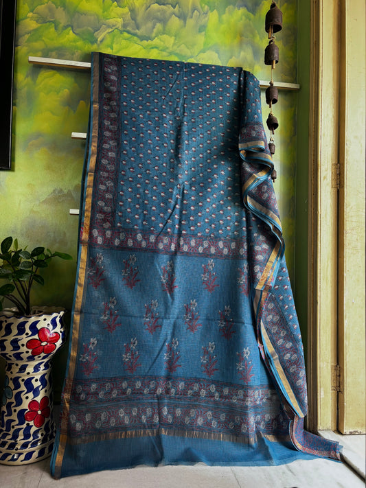 Hand Block Printed Kota Doria Saree