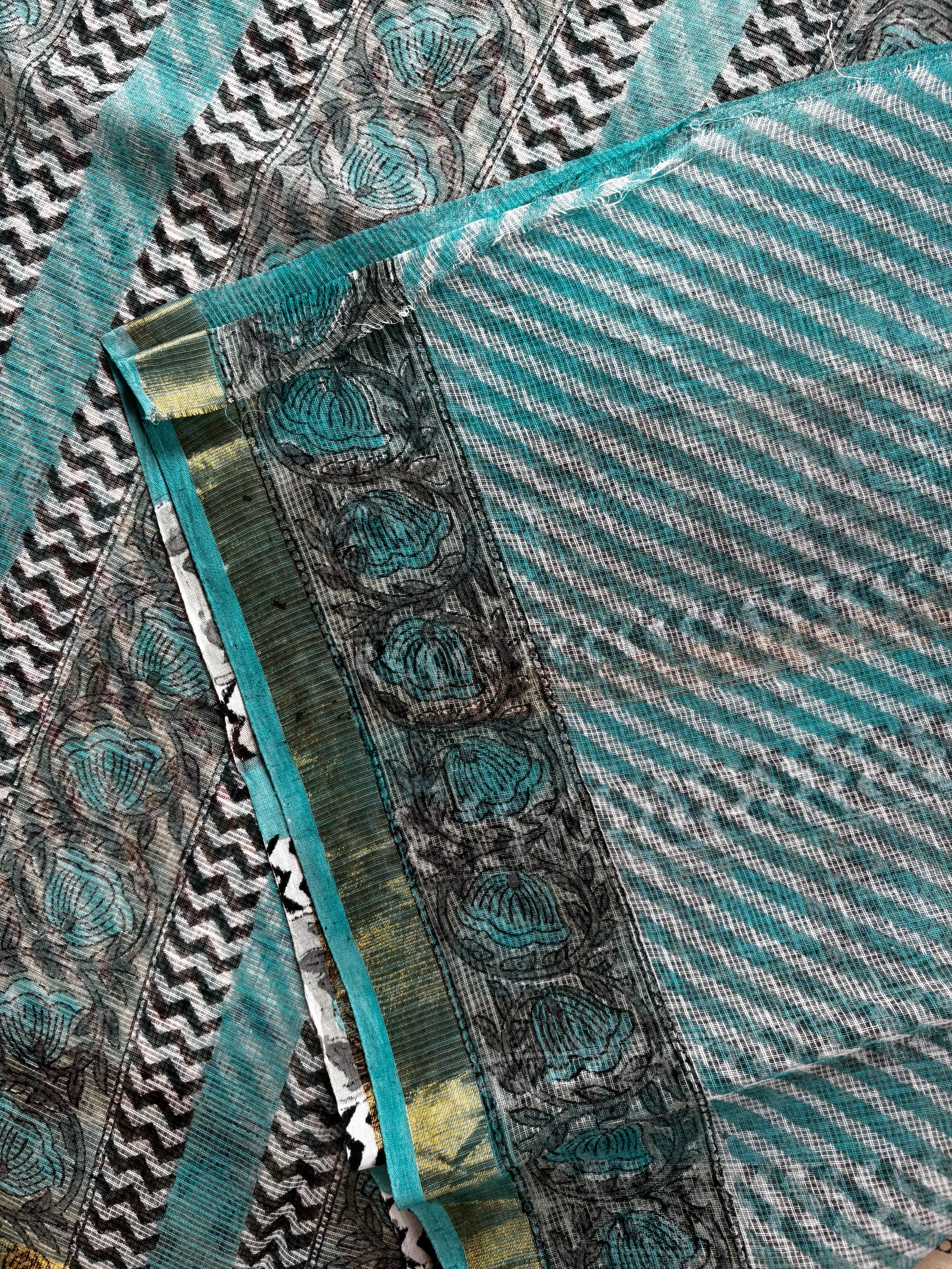 Hand Block Printed Kota Doria Saree