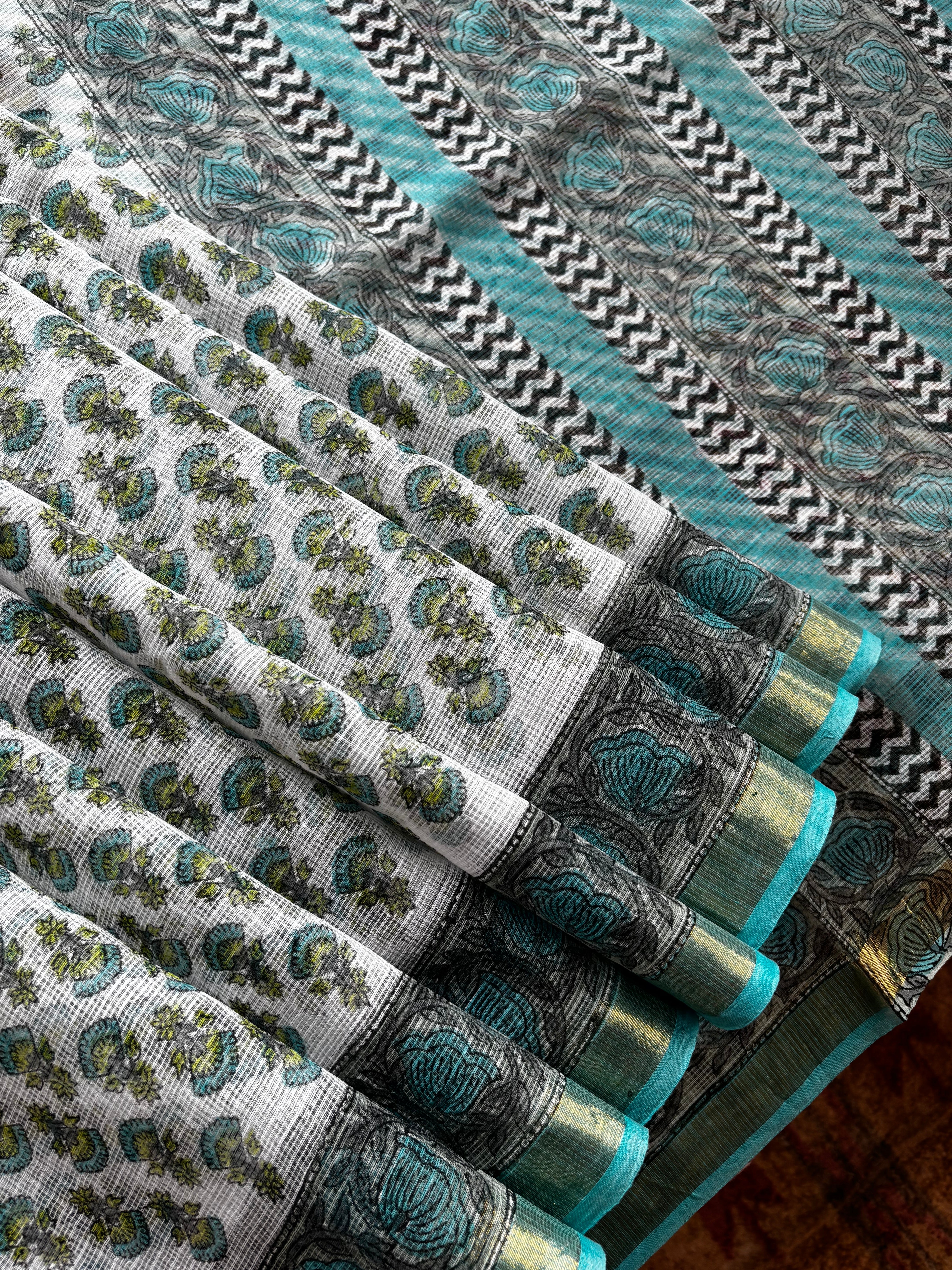 Hand Block Printed Kota Doria Saree