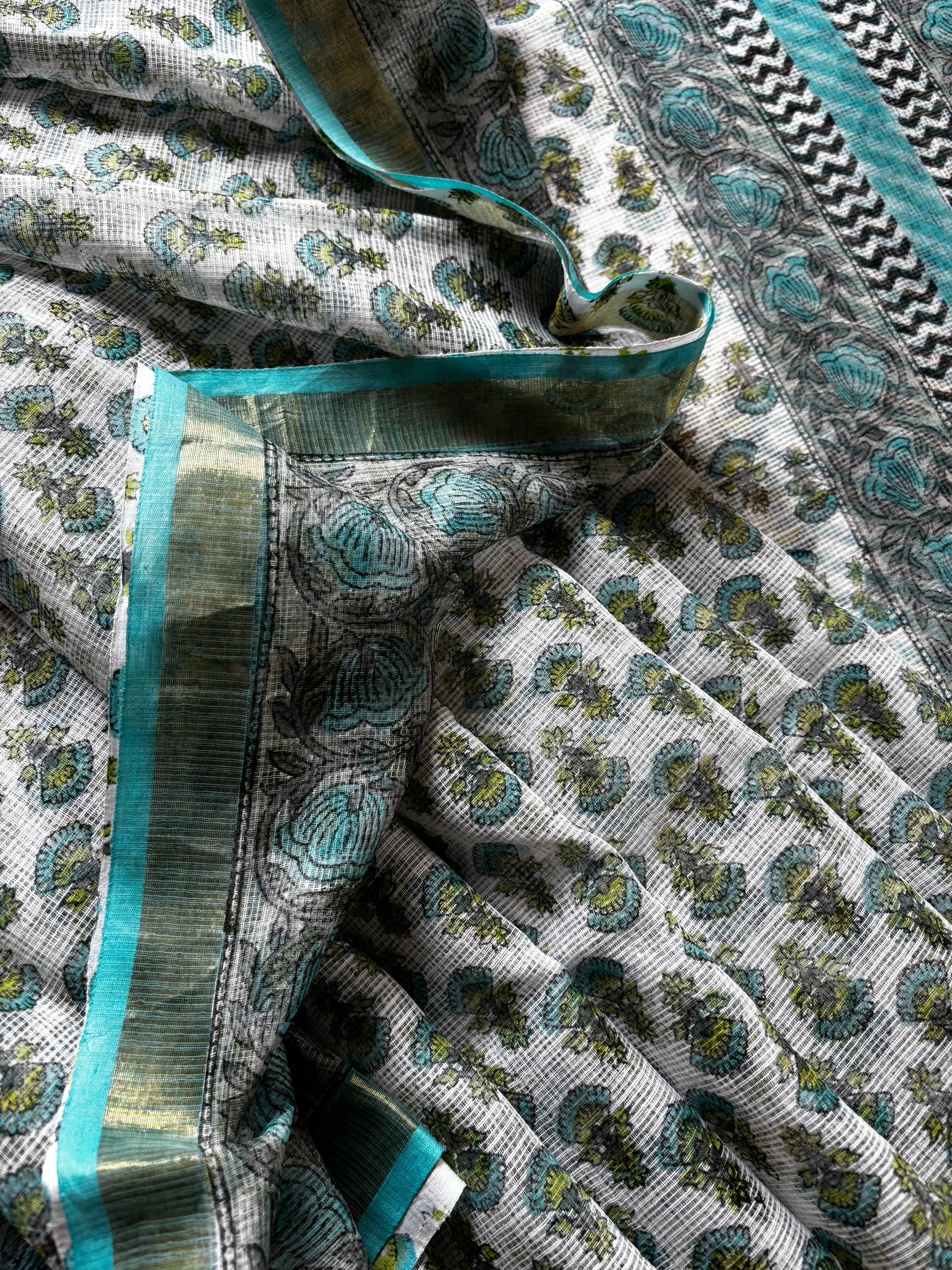 Hand Block Printed Kota Doria Saree