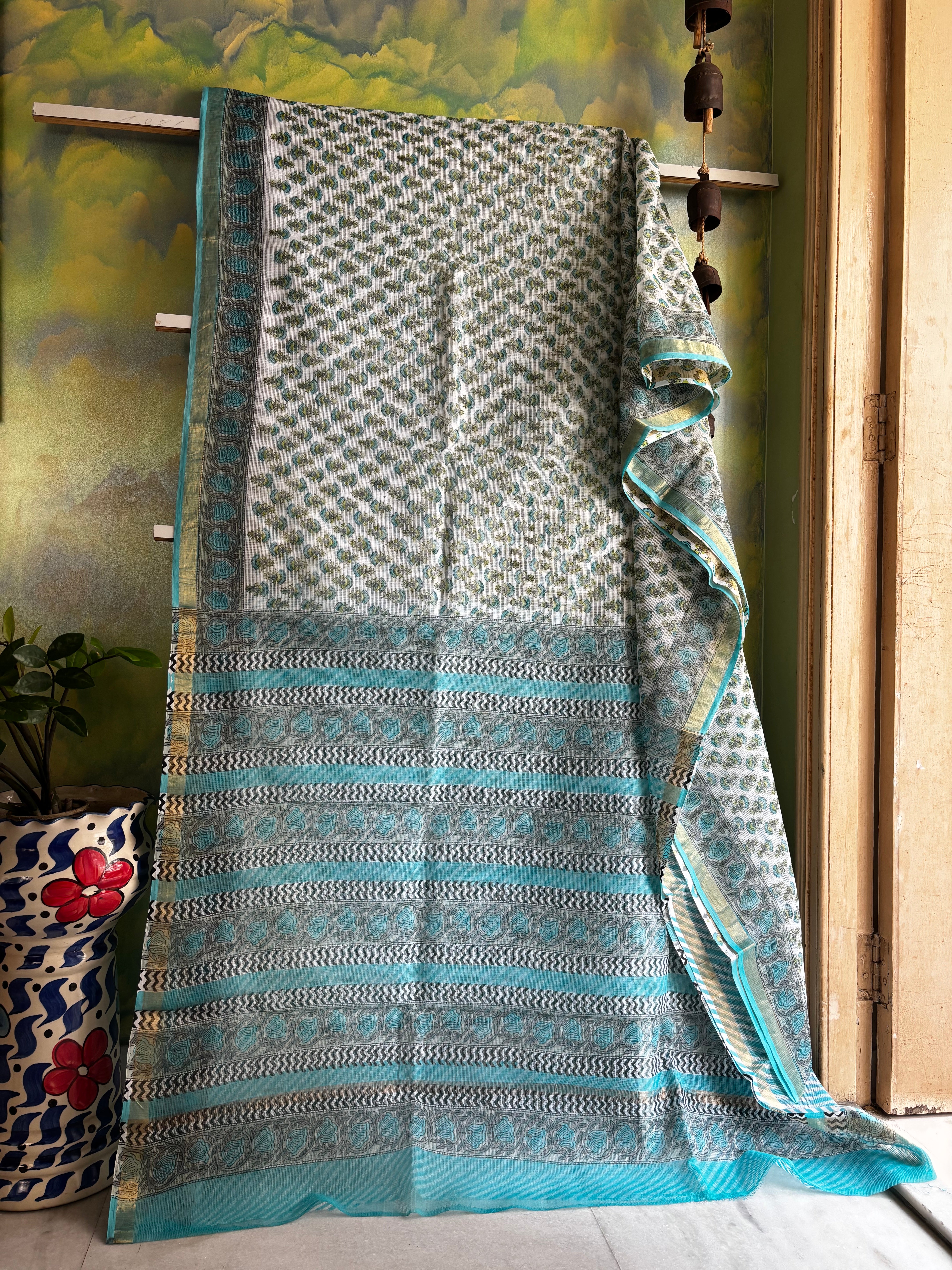 Hand Block Printed Kota Doria Saree