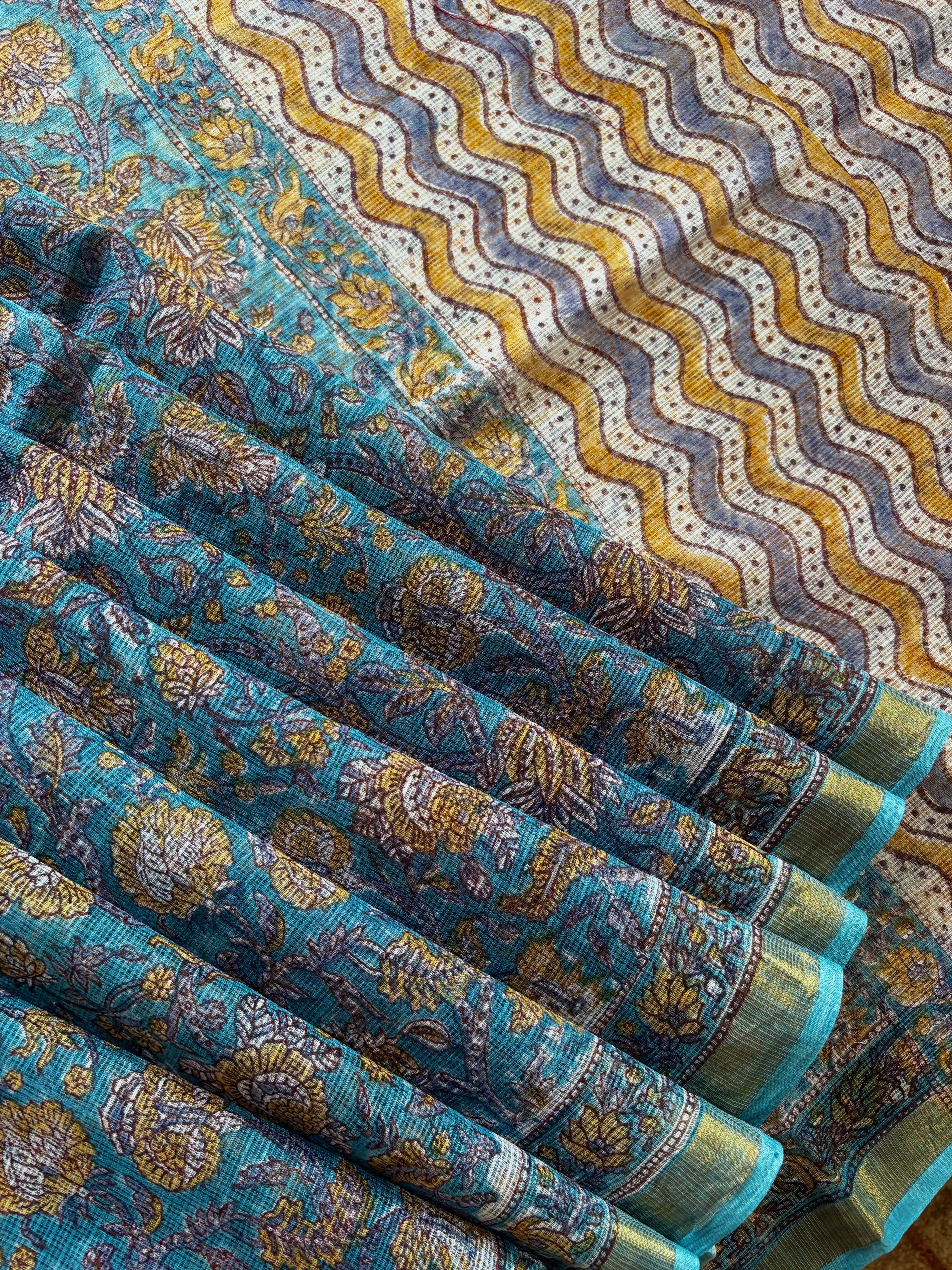 Hand Block Printed Kota Doria Saree