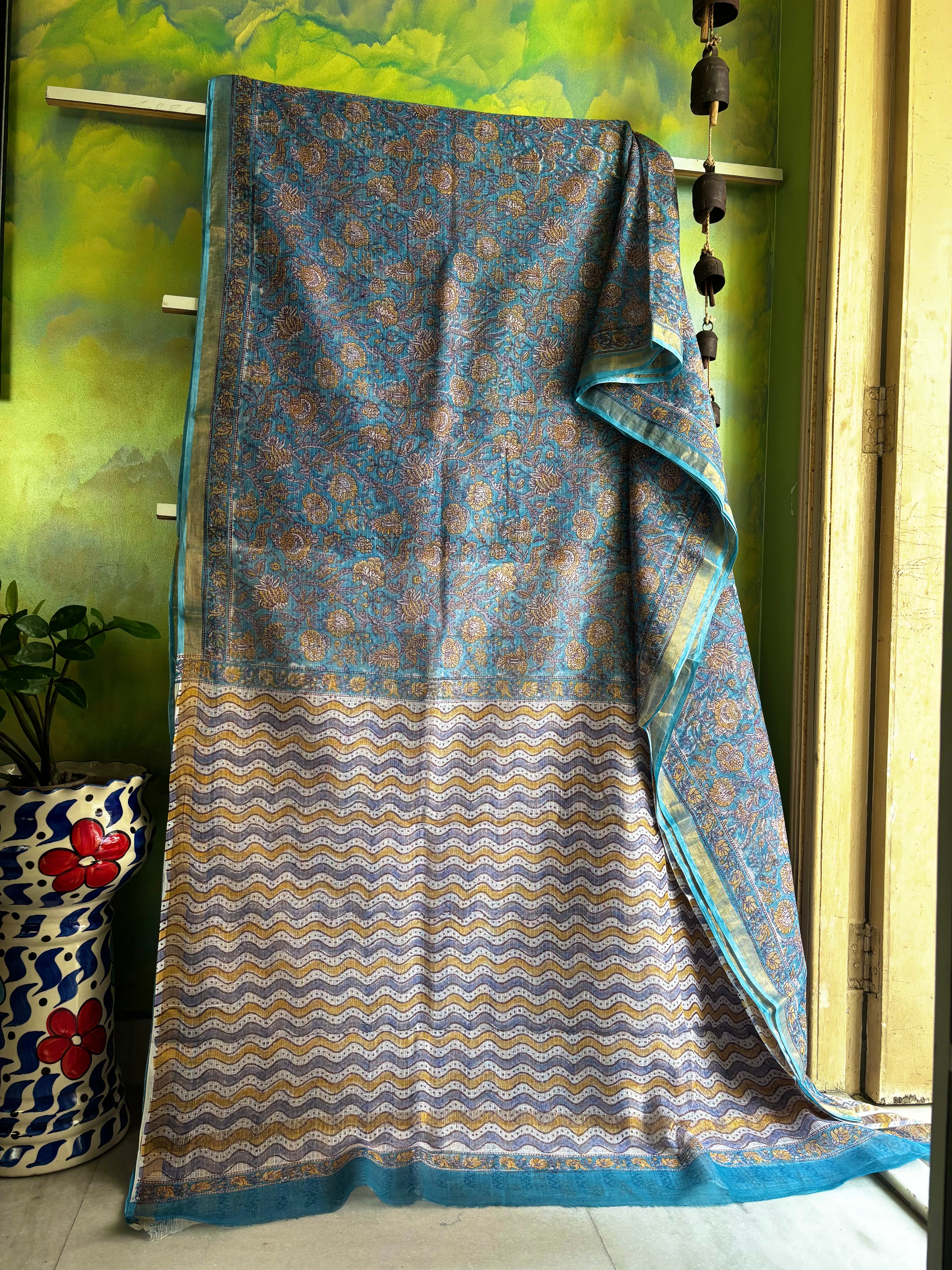 Hand Block Printed Kota Doria Saree