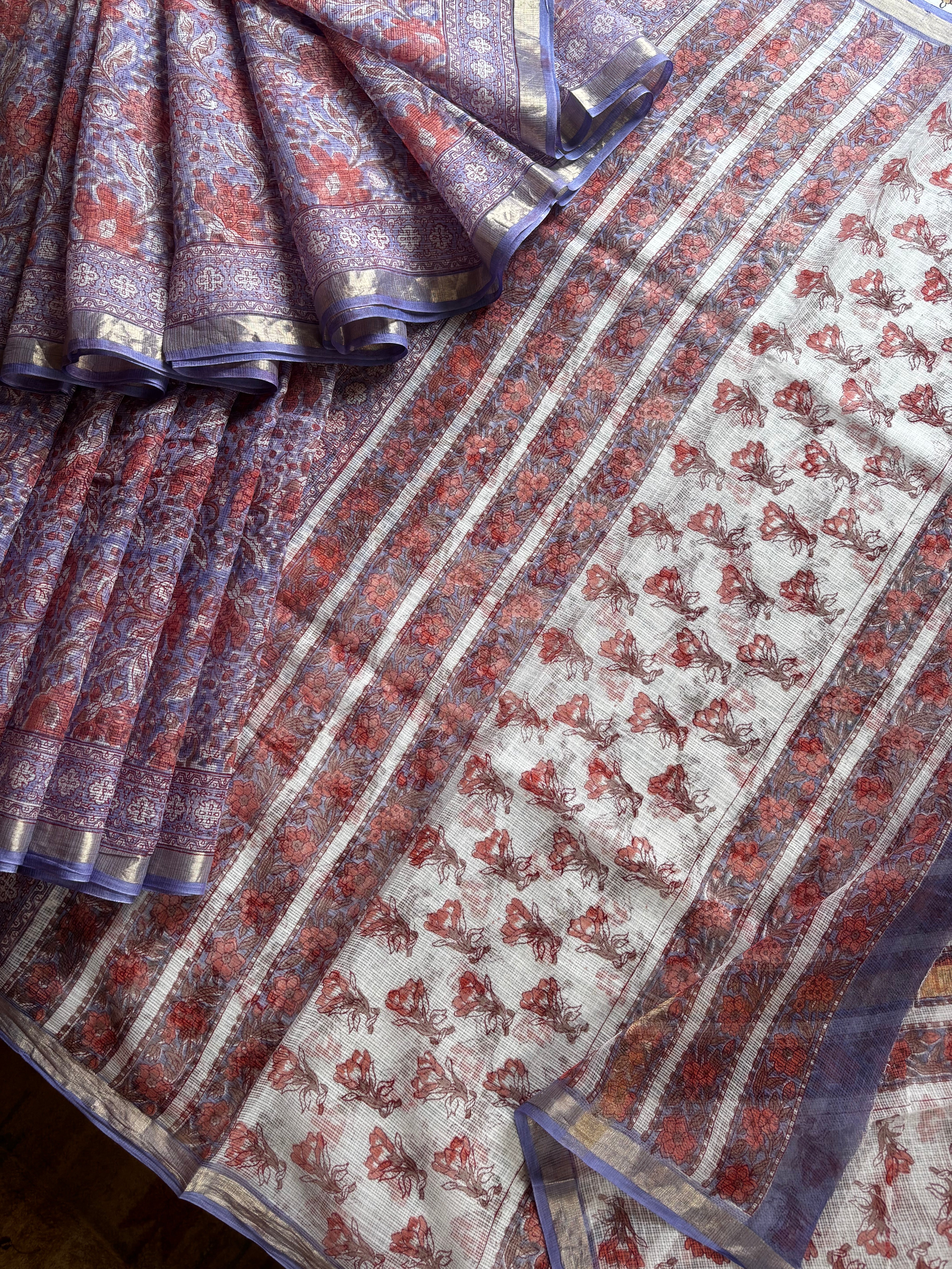 Hand Block Printed Kota Doria Saree
