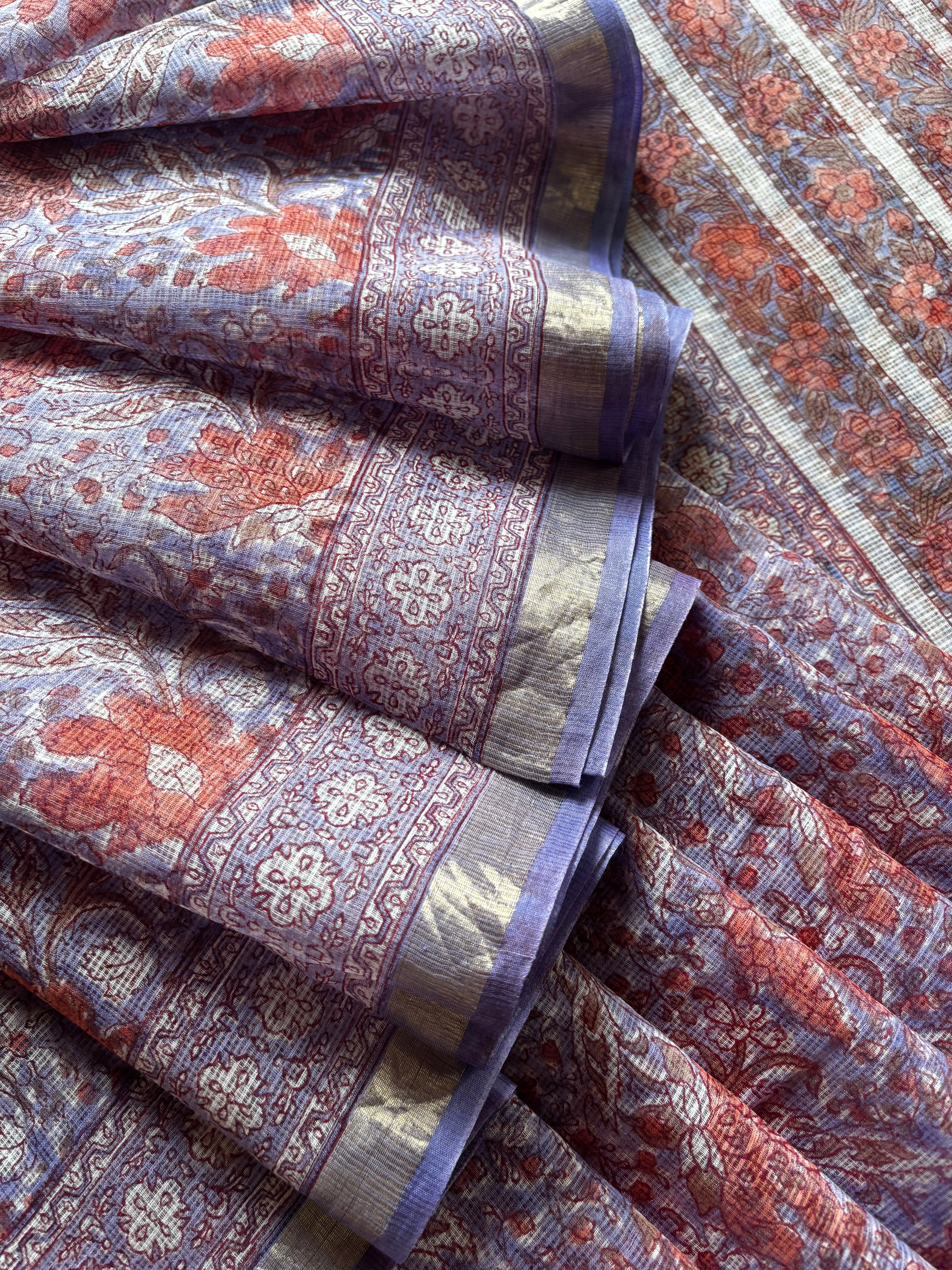 Hand Block Printed Kota Doria Saree