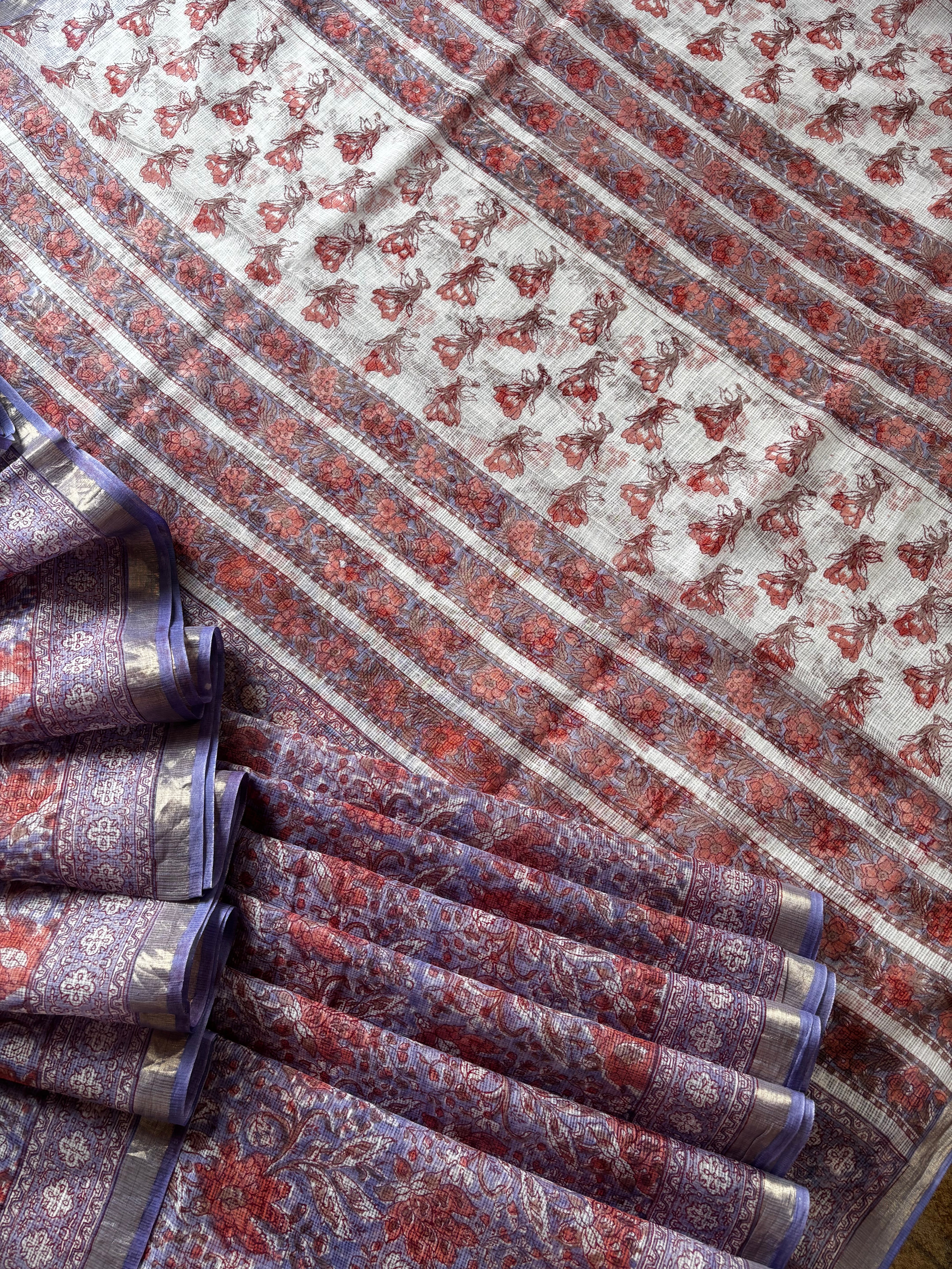 Hand Block Printed Kota Doria Saree