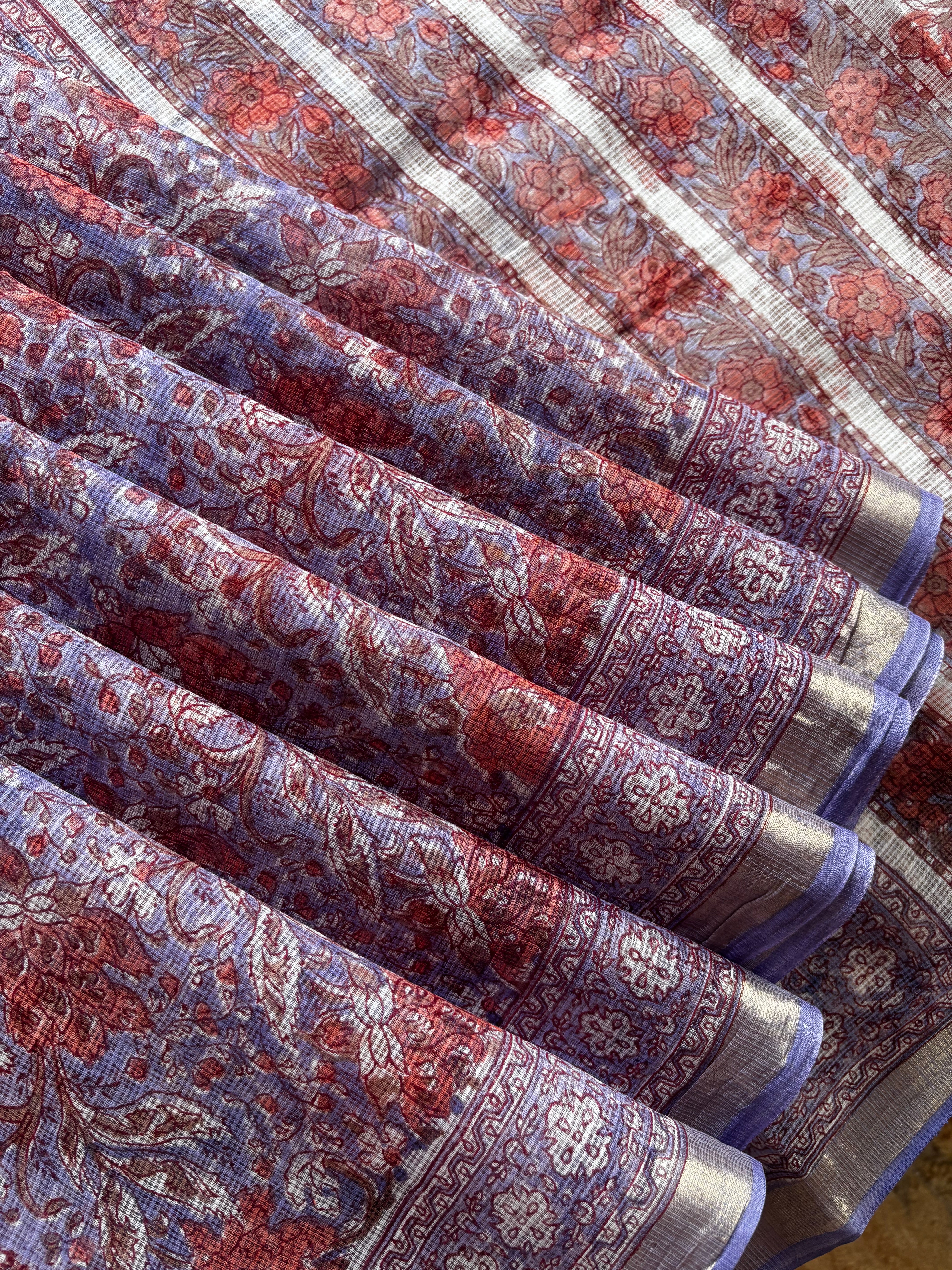 Hand Block Printed Kota Doria Saree