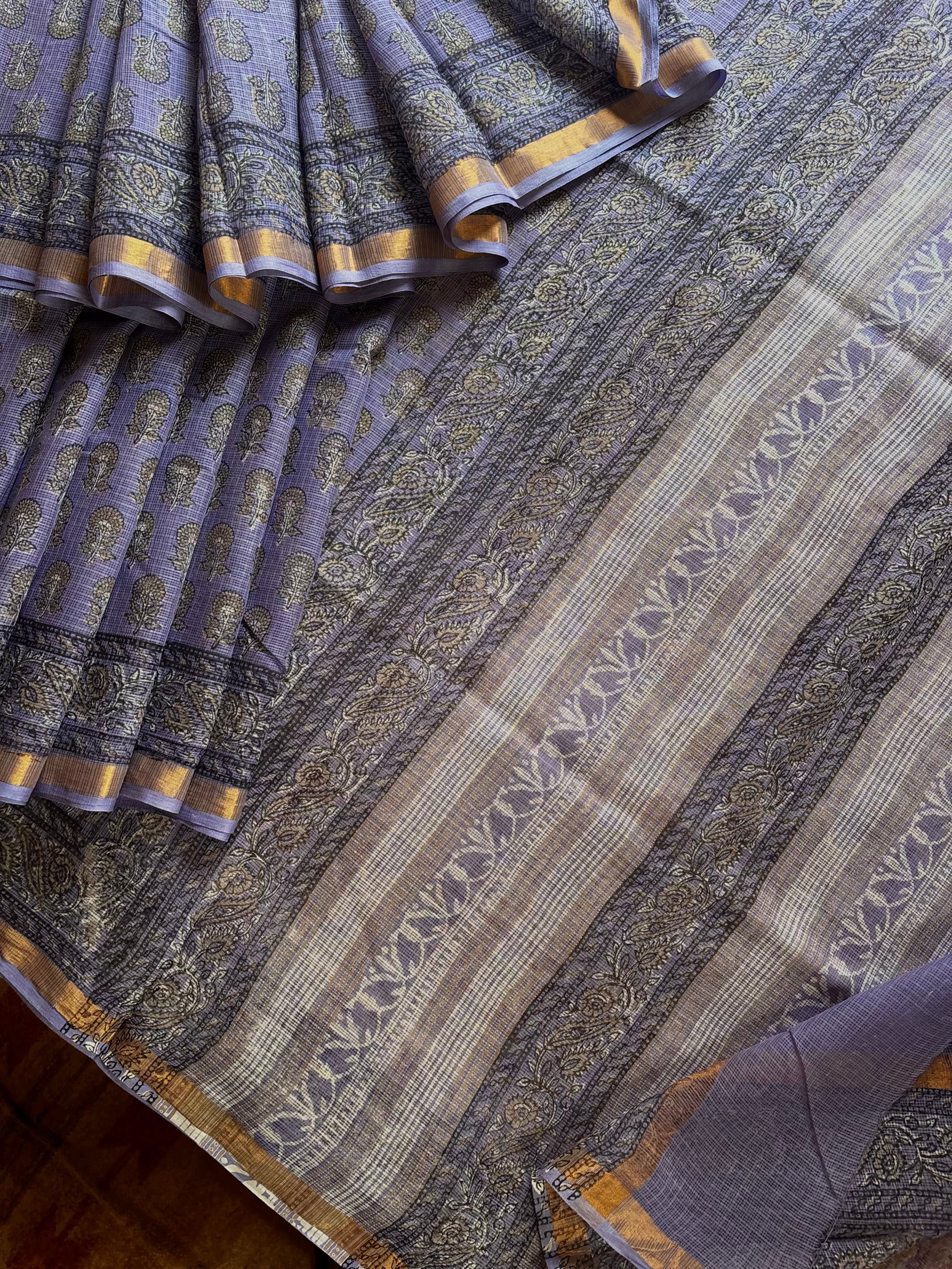 Hand Block Printed Kota Doria Saree