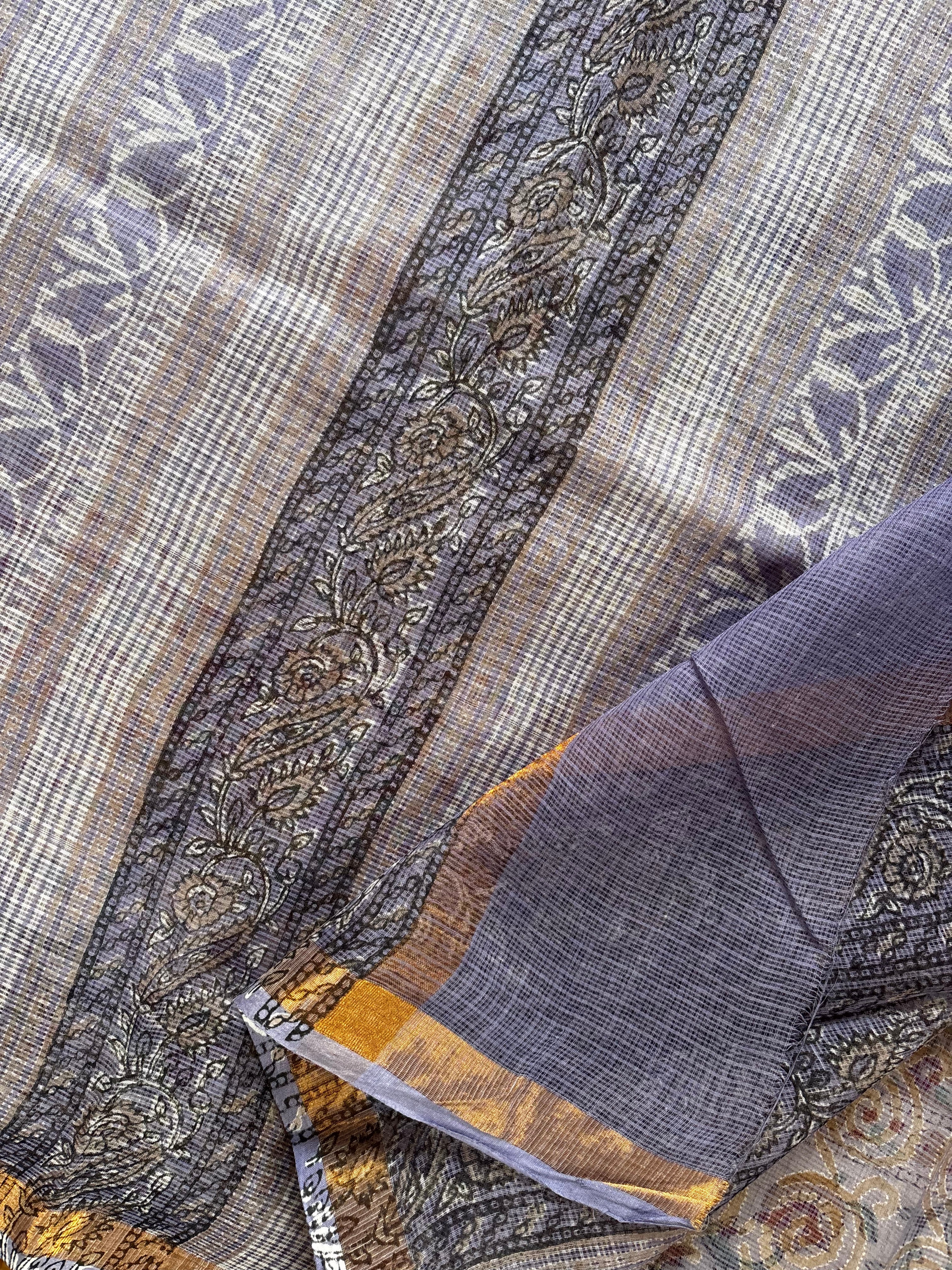 Hand Block Printed Kota Doria Saree